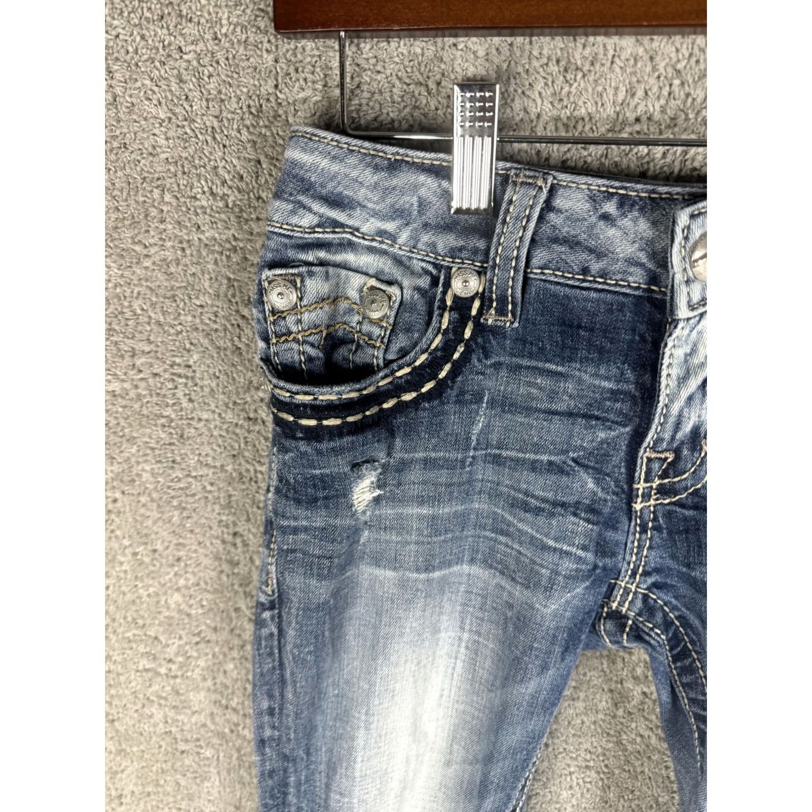 Miss Me Miss Me Jeans Womens 26 Blue Ankle Cropped Skinny Distressed Embellished Size 26" / US 2 / IT 38 - 2 Thumbnail