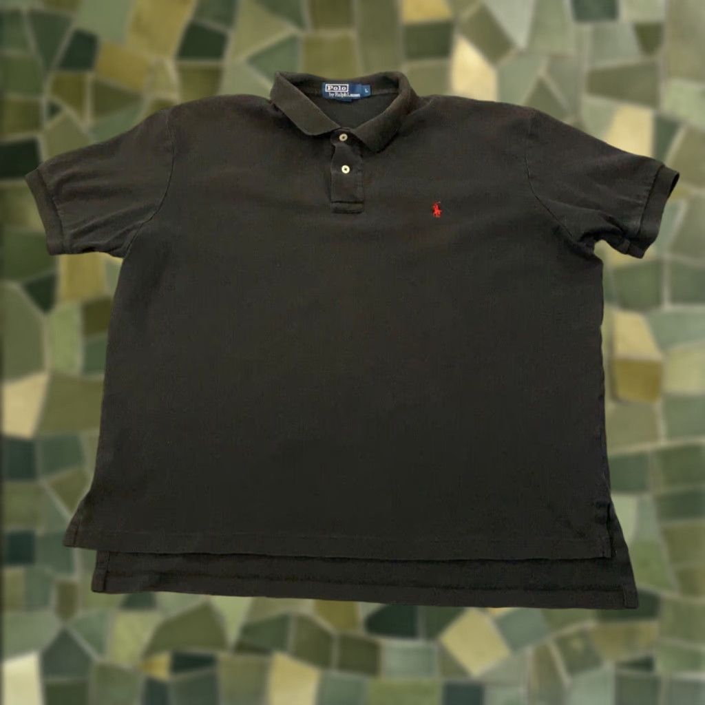 Polo Ralph Lauren VINTAGE Polo Ralph Lauren Polo Shirt Mens Large Black Preppy Short Sleeve Collared Knit Summer Size US L / EU 52-54 / 3 - 1 Thumbnail