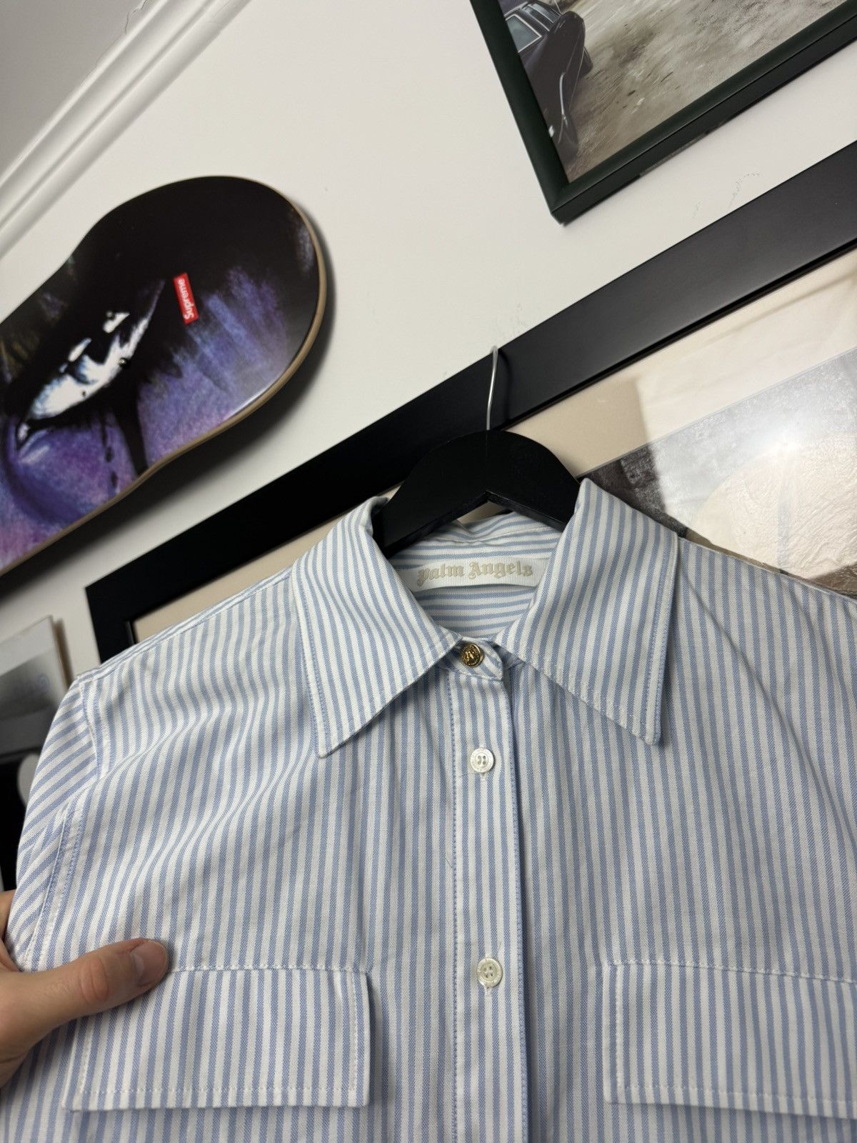 Palm Angels Palm Angels Striped Shirt Designer Mini Logo Avant Garde Size US M / EU 48-50 / 2 - 7 Thumbnail