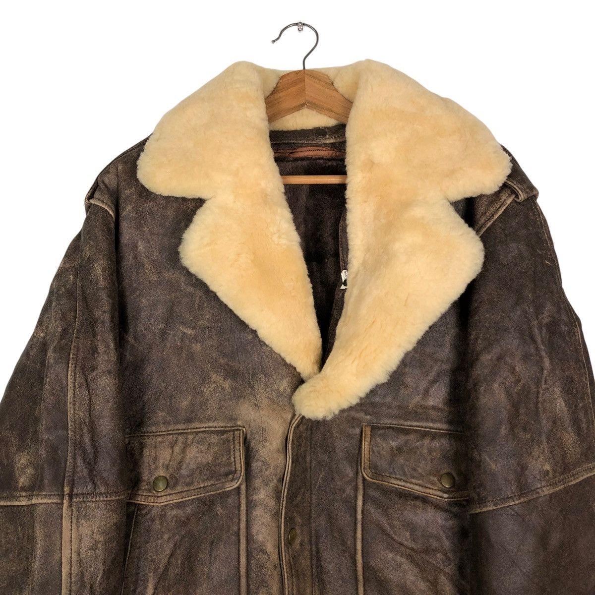 Japanese Brand 🔥VINTAGE FLY LEATHER JACKET BIKER MINK FUR COLLAR Size US M / EU 48-50 / 2 - 3 Thumbnail