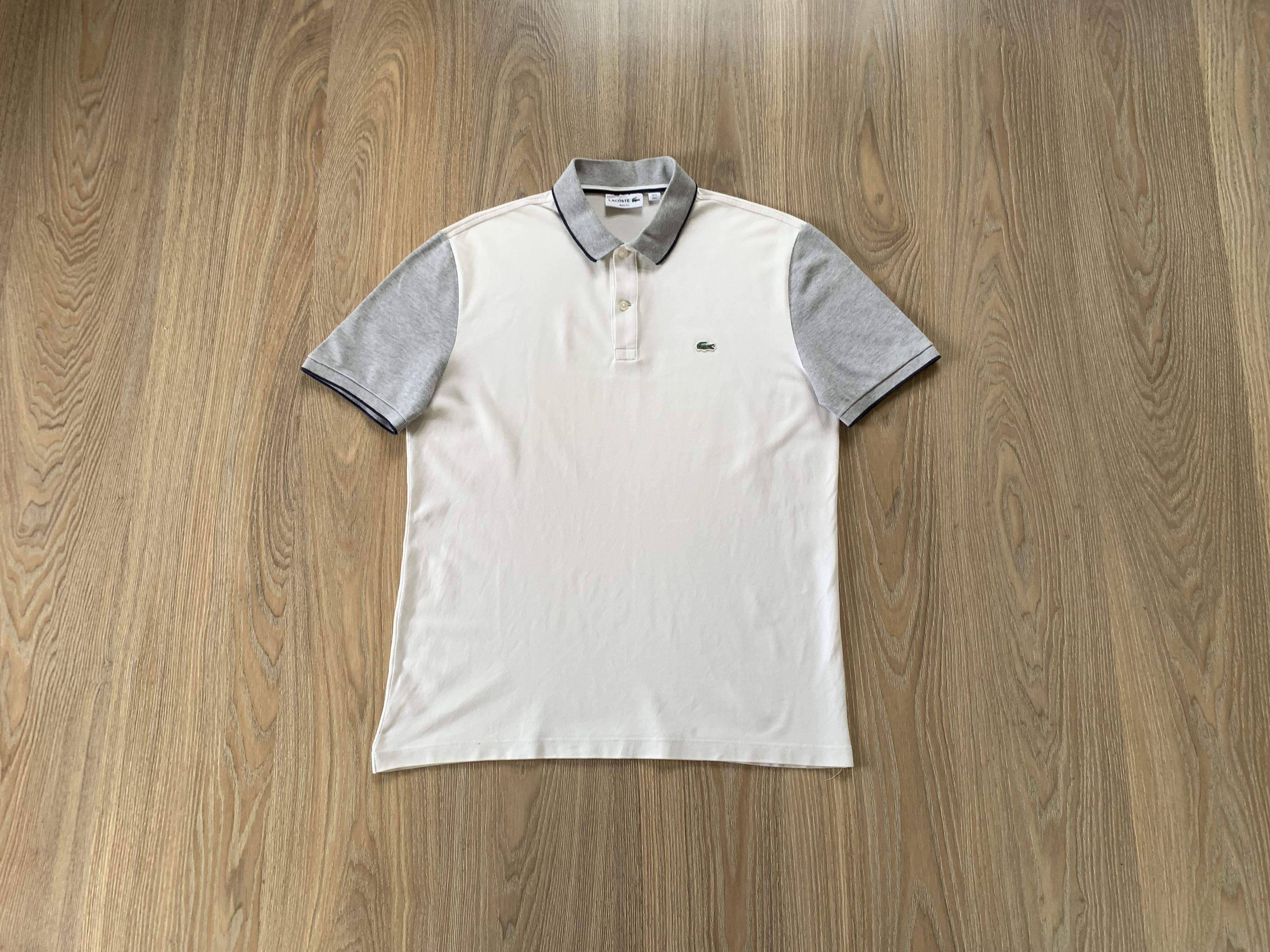 Lacoste × Vintage Vintage Lacoste Slim Fit White Grey Polo T Shirt Size US L / EU 52-54 / 3 - 1 Thumbnail