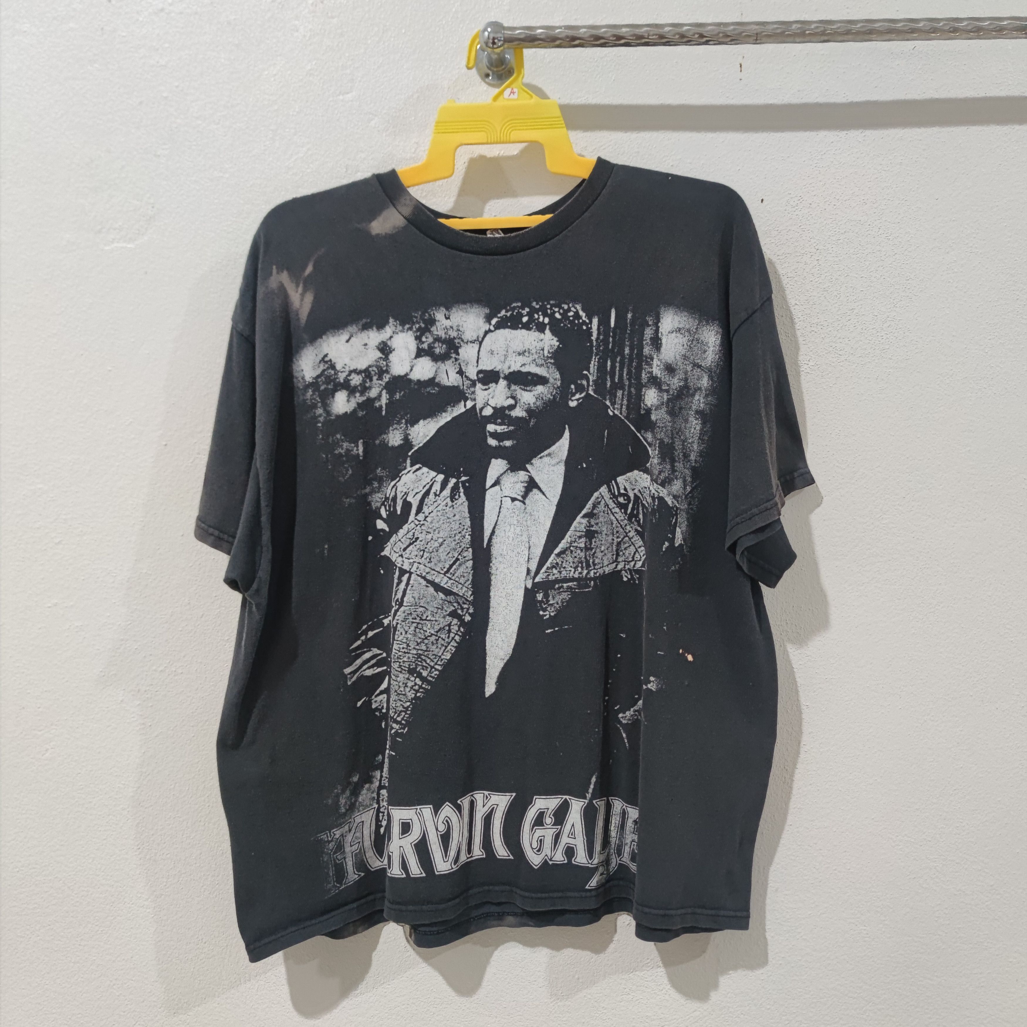 image of Vintage Marvin Gaye Distressed Tee in Black, Men's (Size 2XL)
