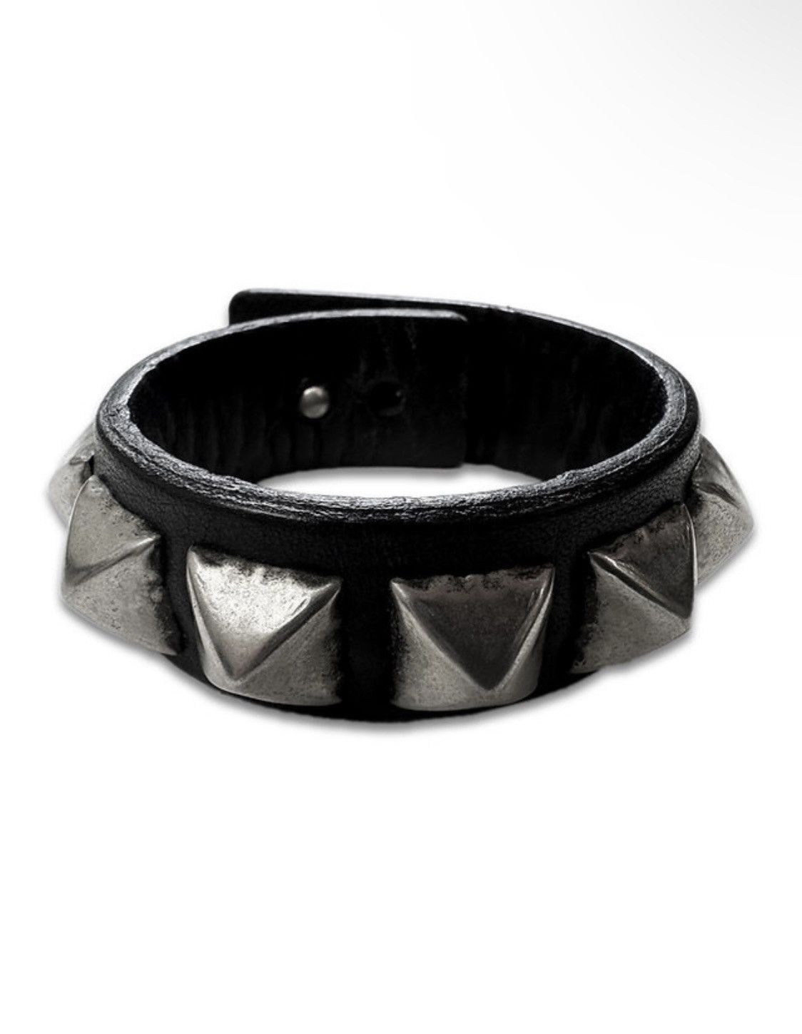 image of 00S Hysteric Glamour Black Leather Studded Punk Bracelet, Men's