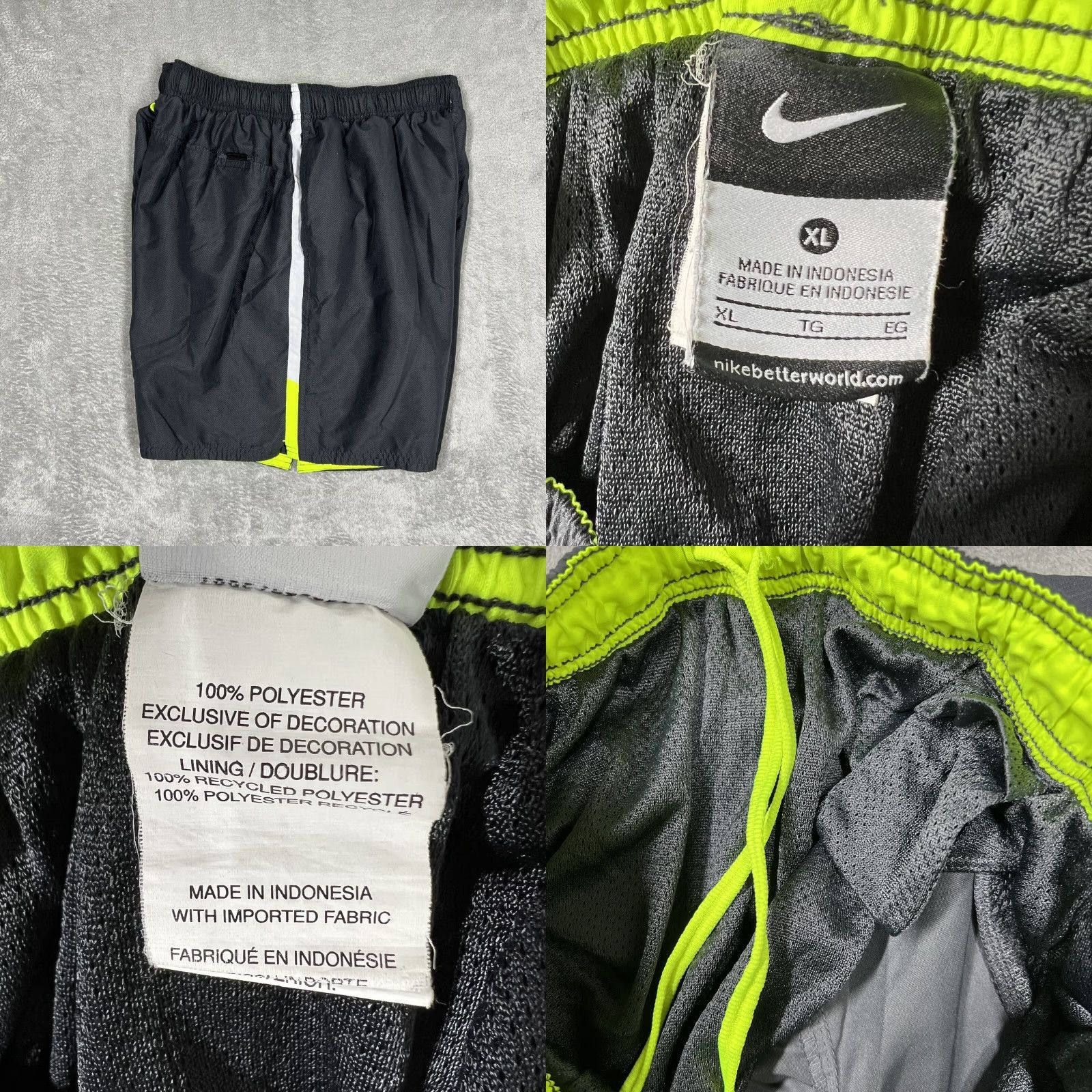 Nike Nike Swim Trunks Mens XL Dark Gray Board Shorts Pockets 6.5" Inseam Green Swoosh Size US 36 / EU 52 - 8 Thumbnail
