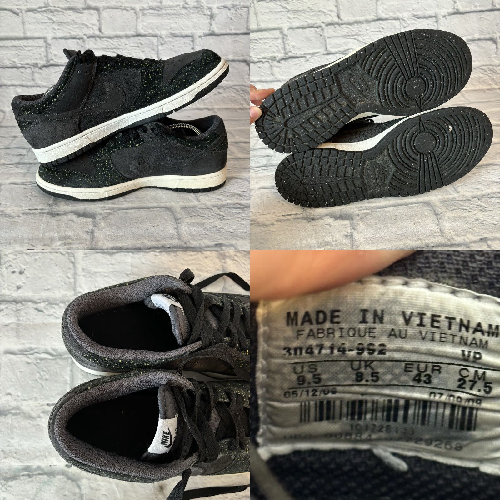 Nike Nike Dunk Low Shoes Men 9.5 Black Speckled Leather Suede 304714 992 Sneaker Low Top Size US 9 / EU 42 - 9 Thumbnail