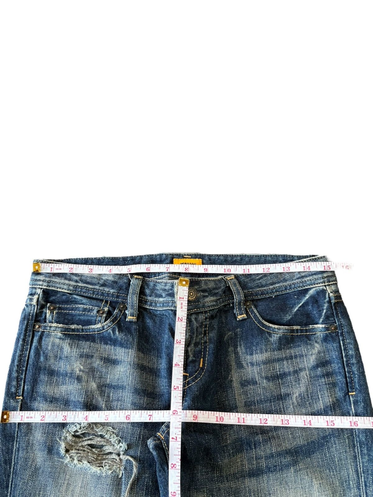 Japanese Brand Vintage Japanese Brand Mud Wash Distressed Flare Jeans Size 31" - 9 Thumbnail