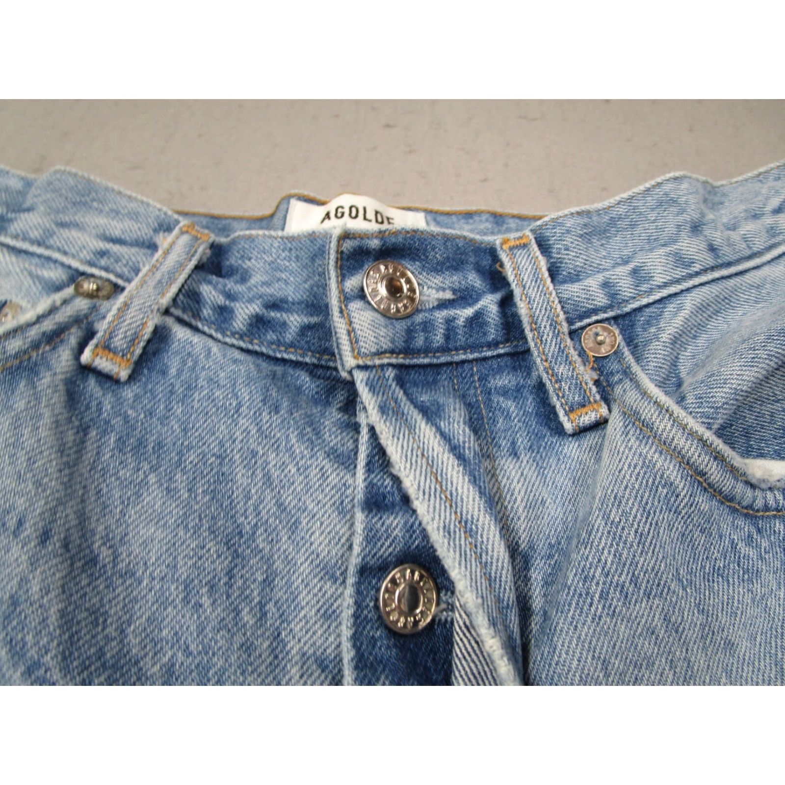 Agolde AGOLDE Jeans Women 27 Blue 90s Loose Fit Button Fly Denim Distressed College Retro 100% Cotton Regular Size 27 Womens Size 27" / US 4 / IT 40 - 6 Thumbnail