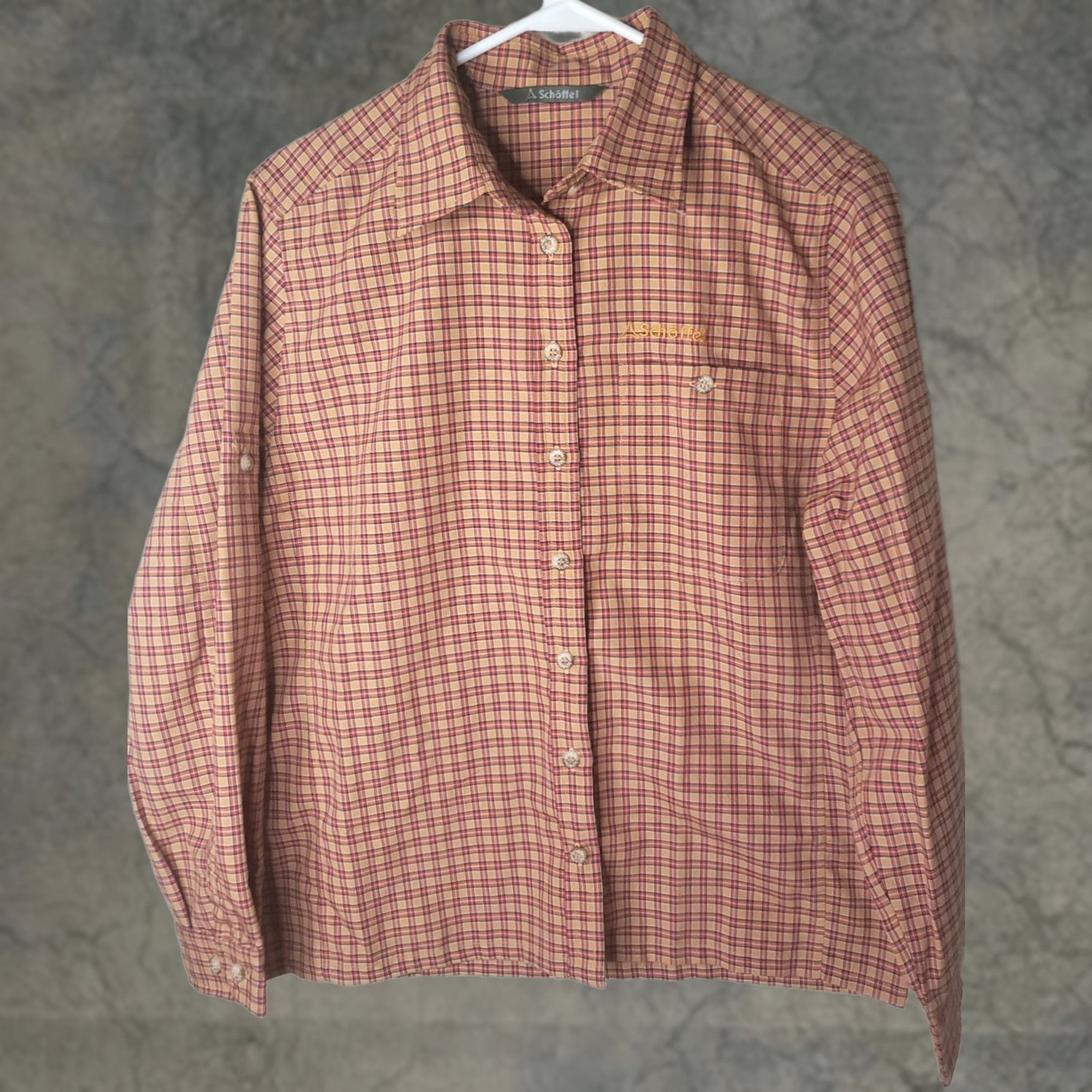 Vintage VINTAGE Schoffel Women's Long Sleeve Button Down Check Shirt M Orange Size M / US 6-8 / IT 42-44 - 1 Thumbnail