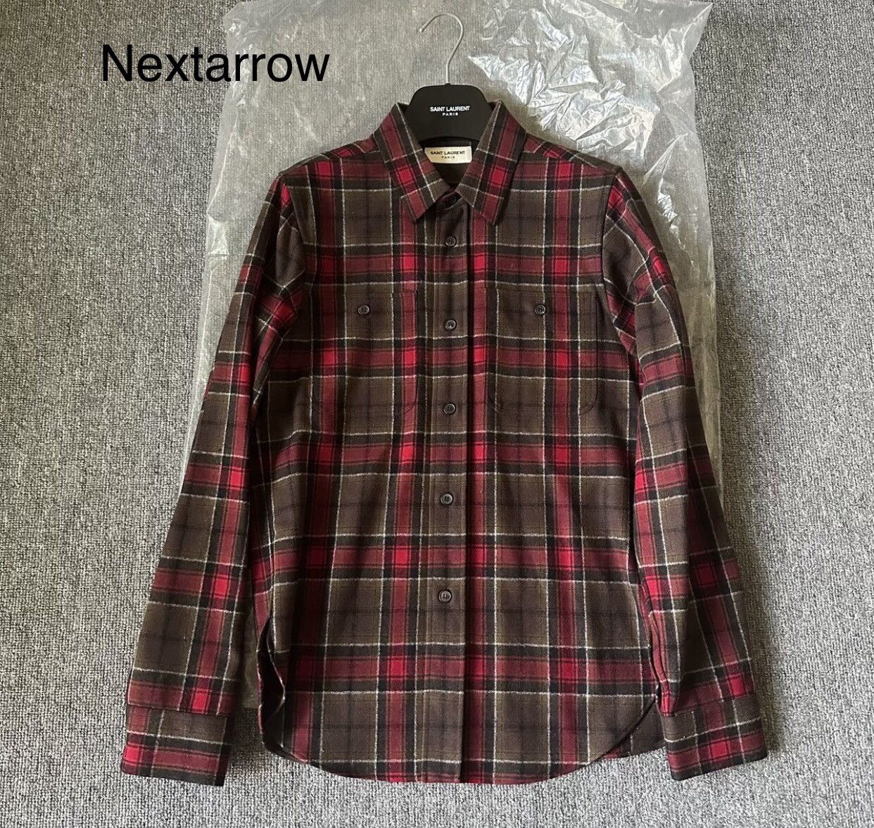 Saint Laurent SLP 13FW Year Red Grid Wool Shirt