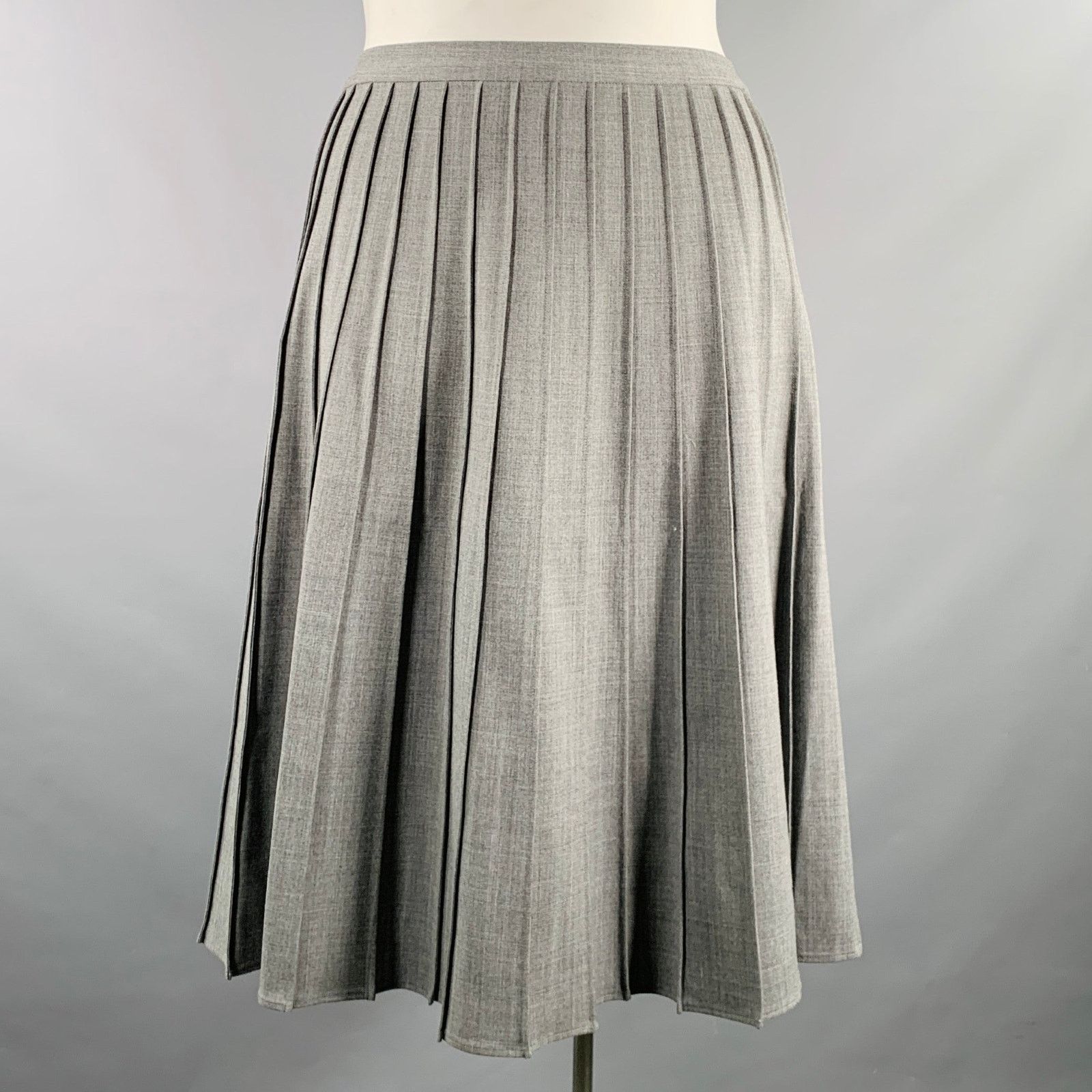 Michael Kors MICHAEL KORS COLLECTION 12 Grey Wool Blend Pleated Skirt Size 34" / US 12 / IT 48 - 1 Thumbnail