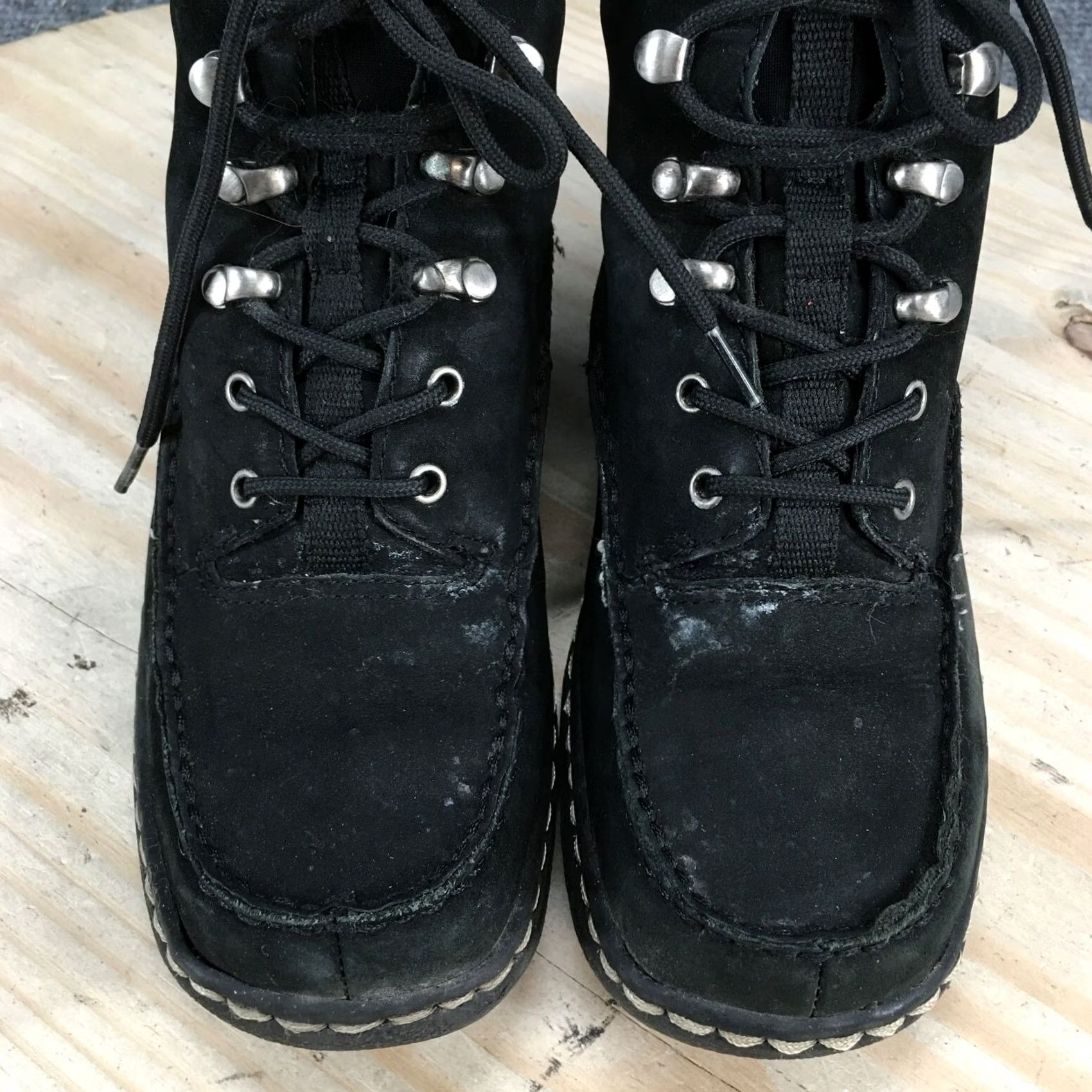Vintage Sonoma Boots Womens 7 M Jasper Ankle Booties Black Leather Moc Toe Wedge Heels - China Size US 7 / IT 37 - 6 Thumbnail
