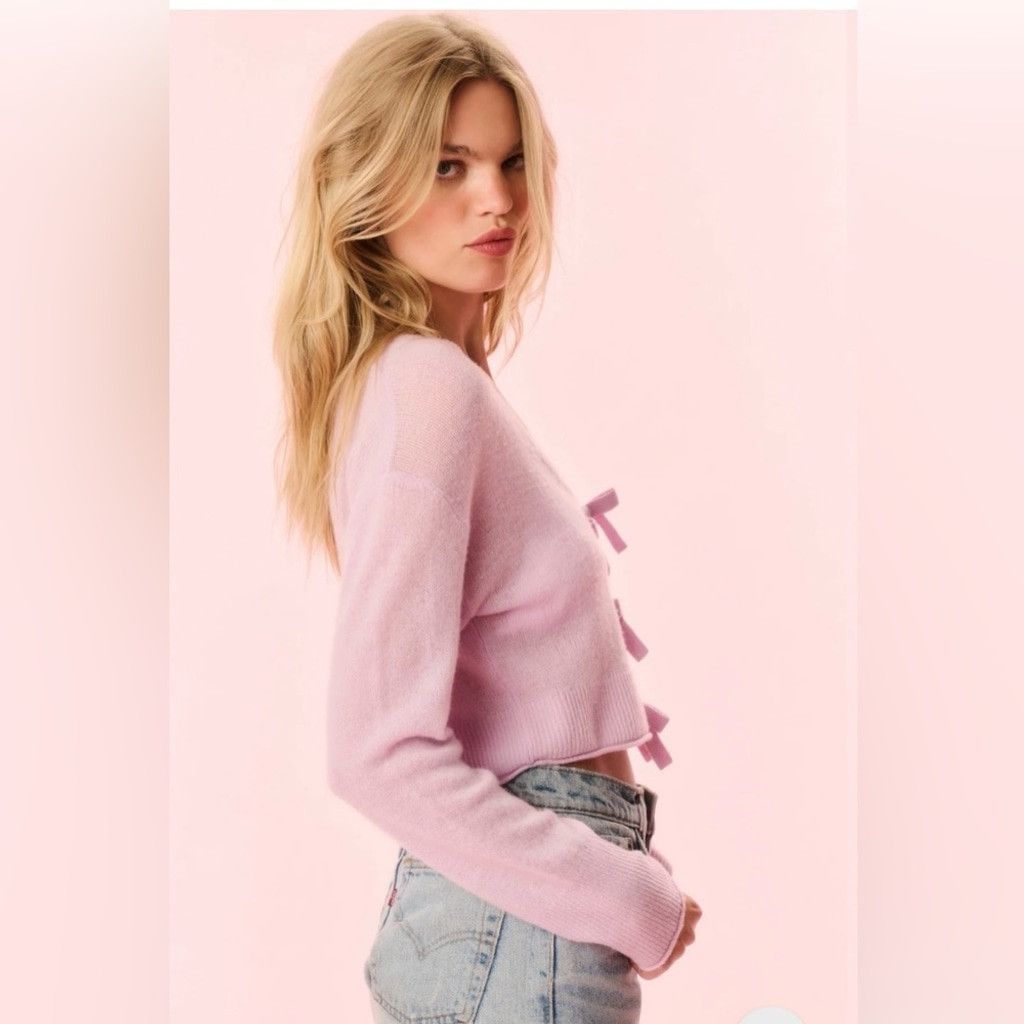 LoveShackFancy LoveShackFancy Luisella Cardigan, Clouded Rose Size M / US 6-8 / IT 42-44 - 4 Thumbnail