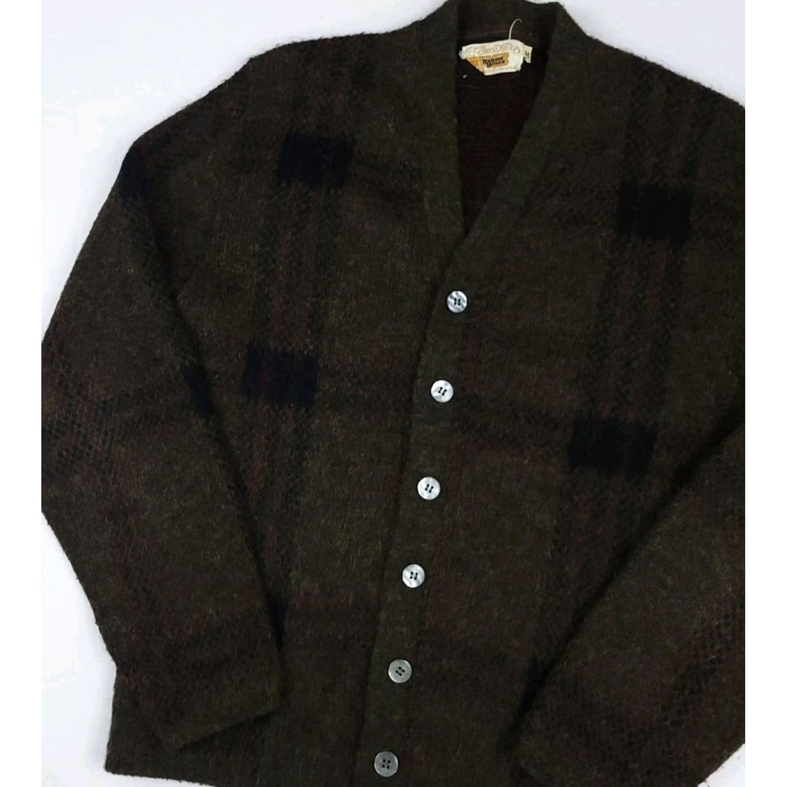 Vintage VINTAGE Robert Bruce Mohair Blend Pattern Knit Cardigan Sweater Men S Green 60s Shaggy Retro Size US S / EU 44-46 / 1 - 2 Thumbnail