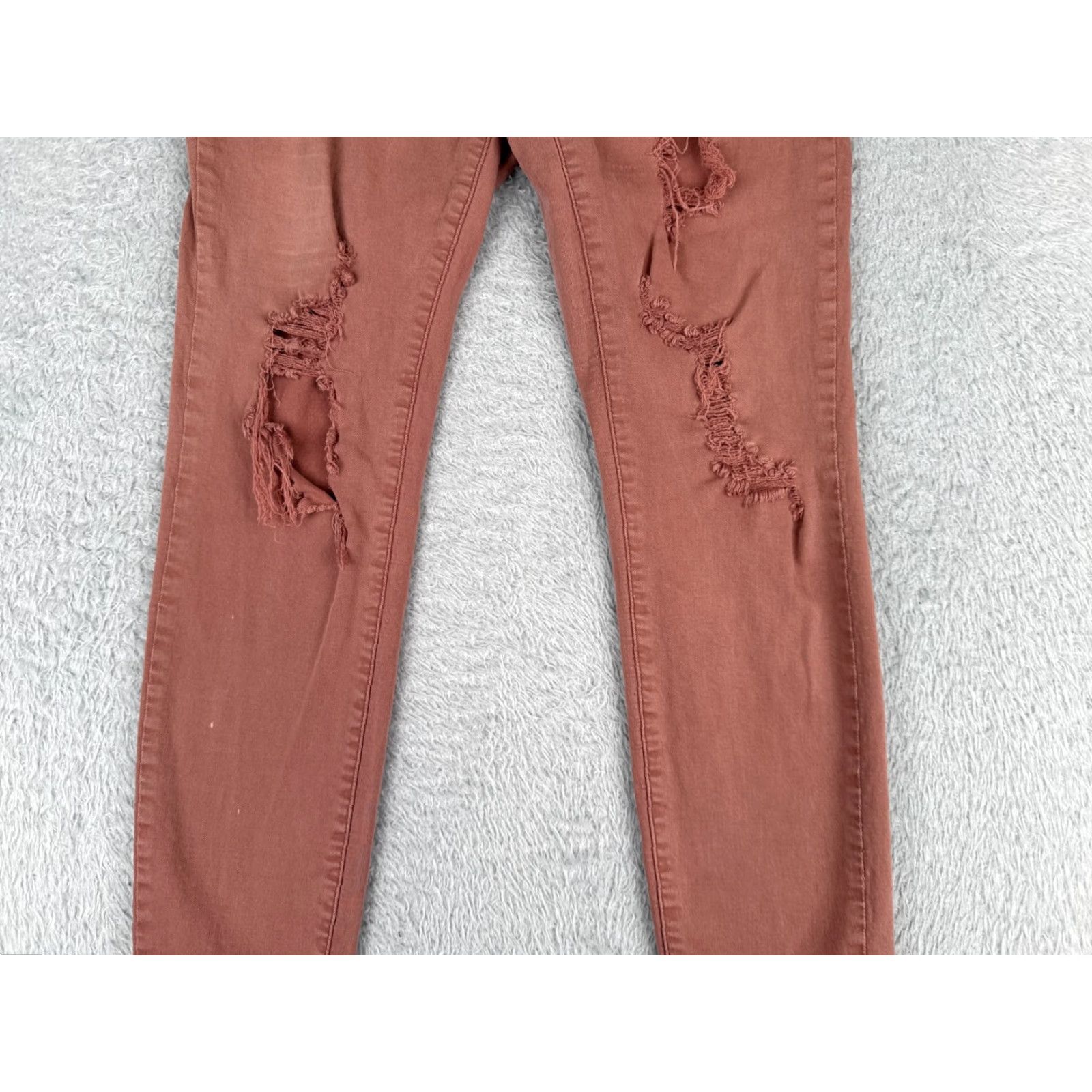Vintage Angel Kiss Jeans Juniors 5 Redish Denim Skinny Distressed Mid Rise Cotton 26x28 Size 27" / US 4 / IT 40 - 3 Thumbnail
