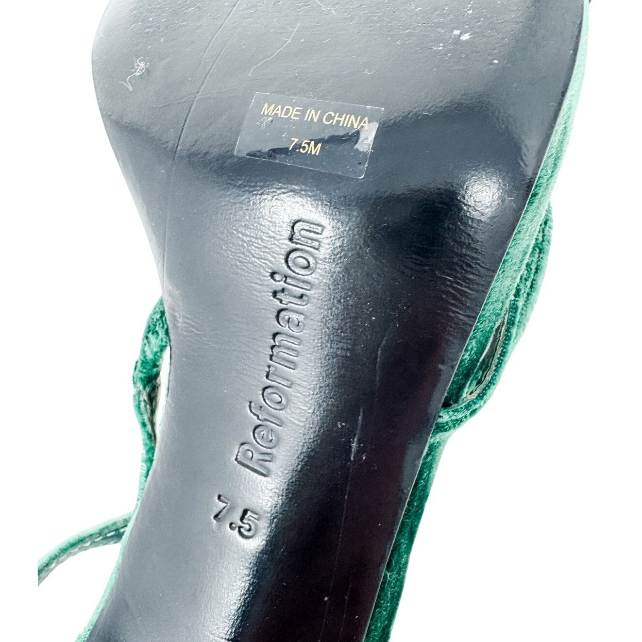 Reformation Reformation Marylou Velvet Slingback Sandals green size 7.5 Size US 7.5 / IT 37.5 - 13 Thumbnail
