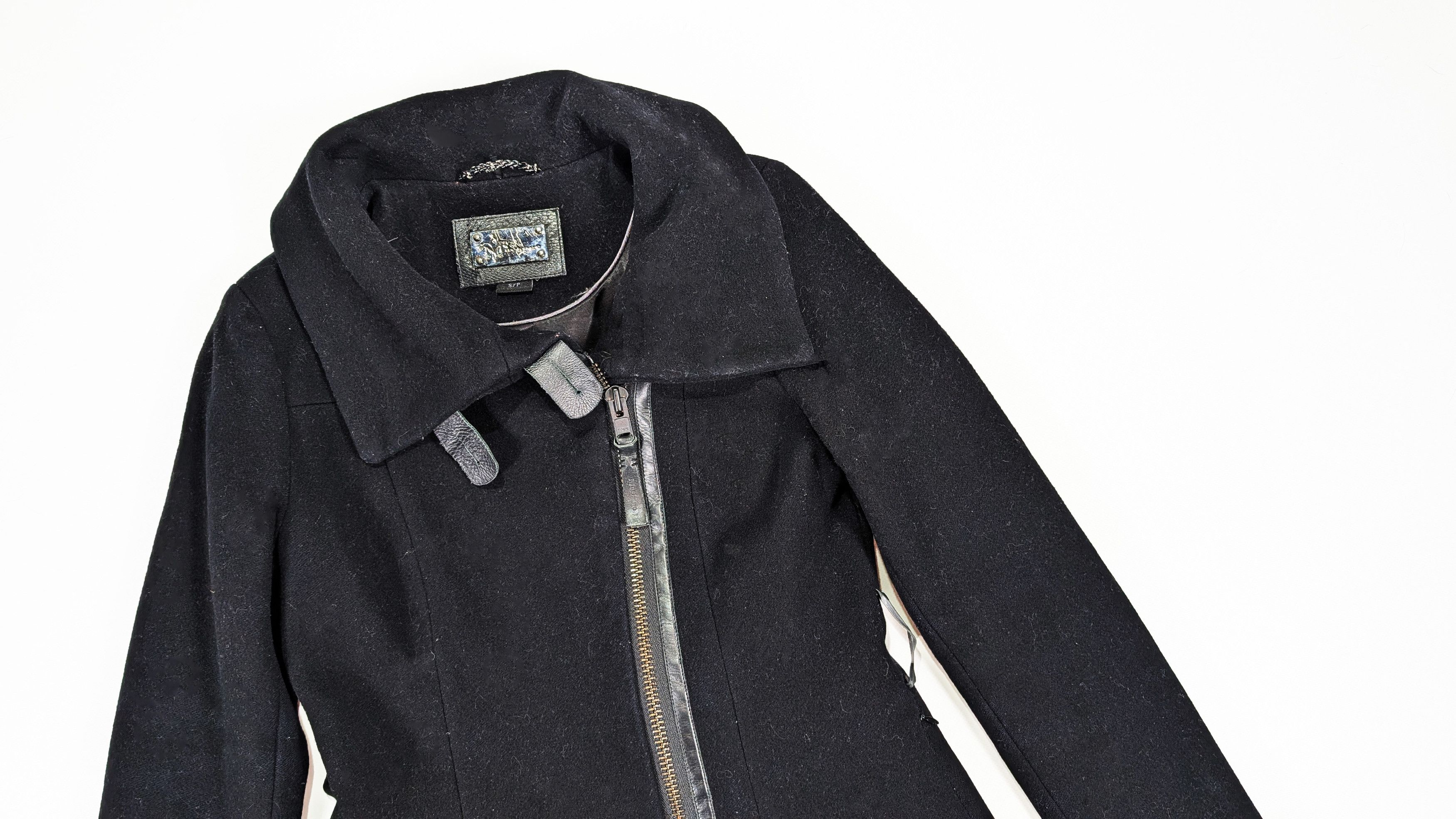 Mackage MACKAGE Wool Cashmere Leather Trim Black Coat Size S Size S / US 4 / IT 40 - 2 Thumbnail