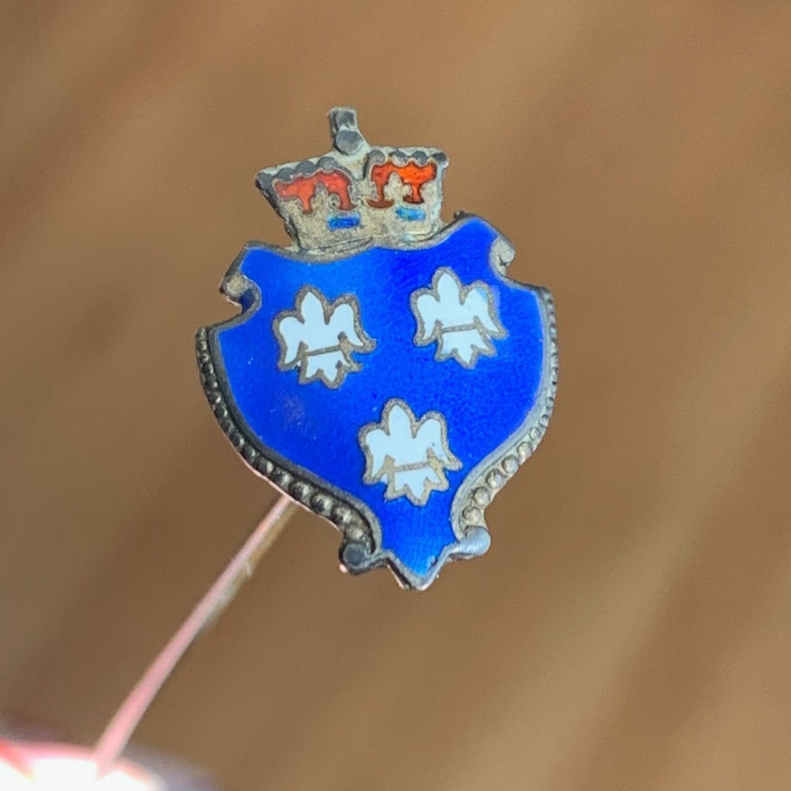 Other Antique Sterling Enamel Coat of Arms Fleur de Lis Hat Pin Size ONE SIZE - 3 Thumbnail