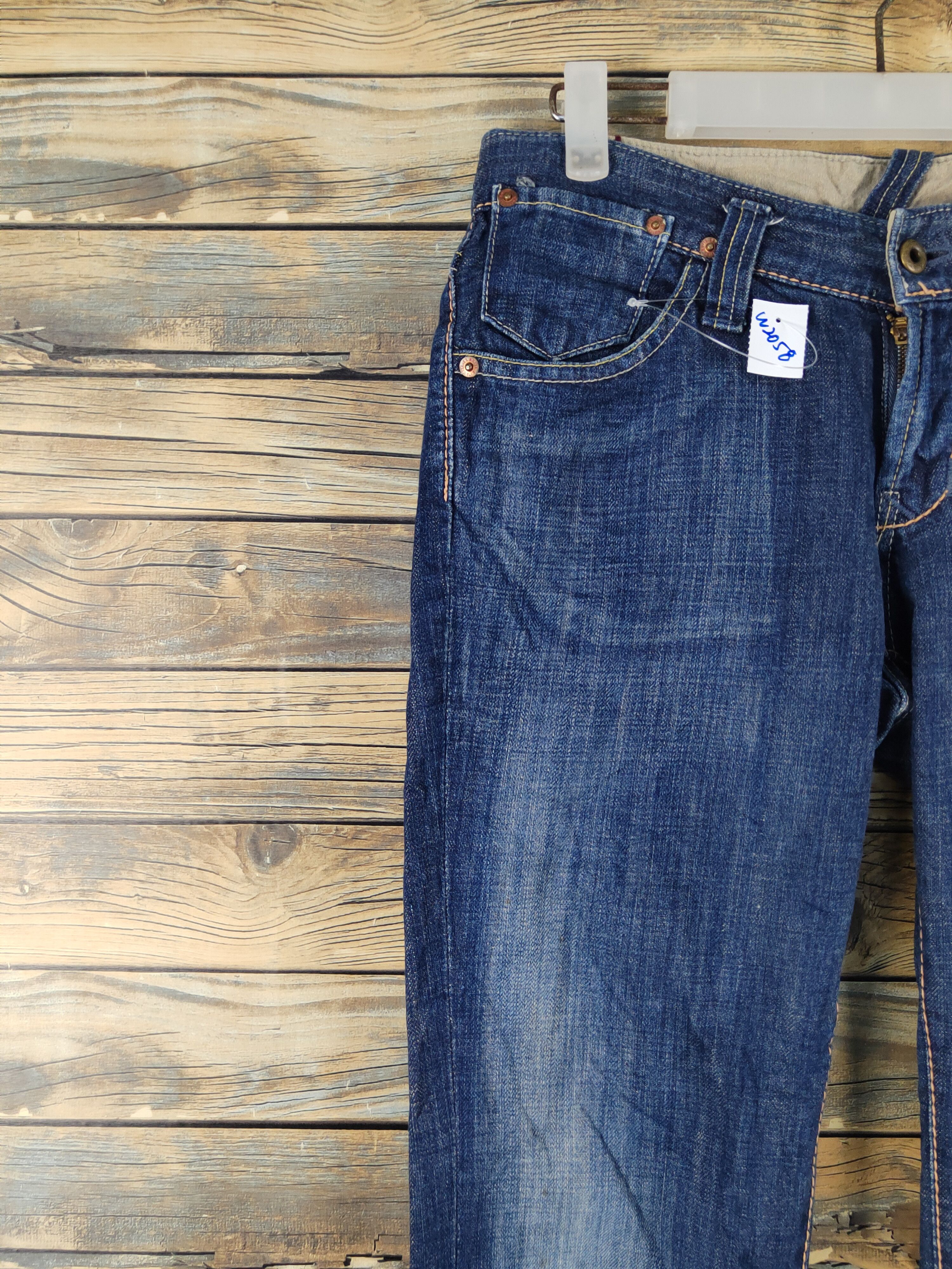 Japanese Brand Et Boite Dark Blue Distressed Ripped denim Jeans #W2058 Size 28" / US 6 / IT 42 - 3 Thumbnail