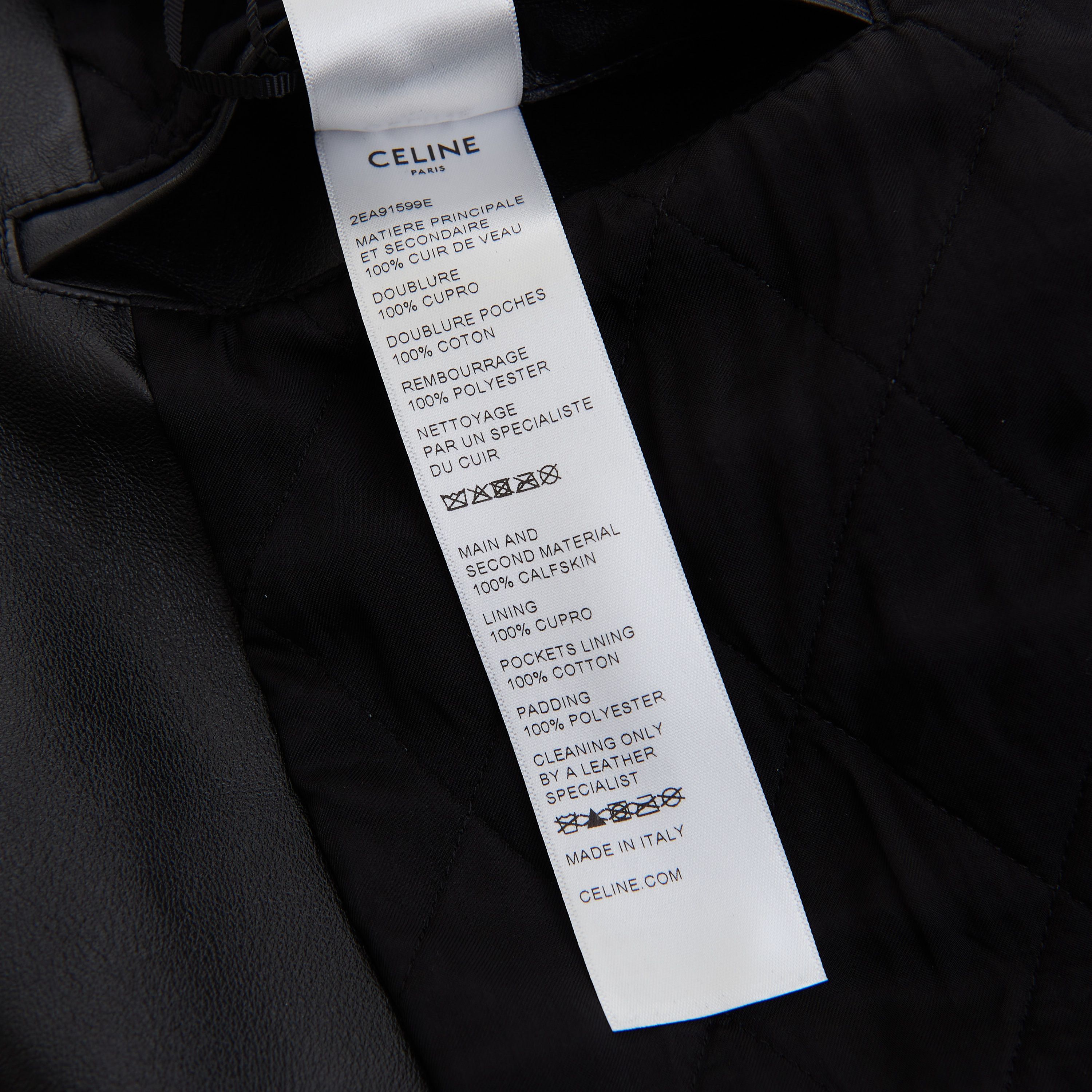 Celine Oversized Biker Jacket With Triangle Bands In Black Calfskin Size US M / EU 48-50 / 2 - 11 Thumbnail