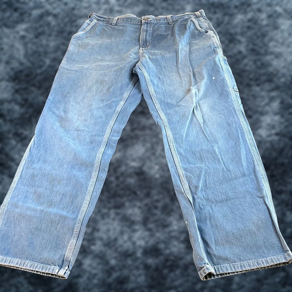 Carhartt Carhartt Carpenter Jeans Work Utility Pants Denim Blue Mens 40x30" Distressed Relaxed Denim Jeans Carpenter Workwear Pockets Hammer Loop Jeans Mens Size US 40 / EU 56 - 1 Thumbnail