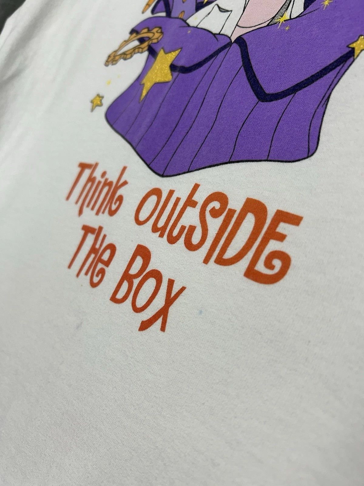 Disney × Vintage VTG FIGMENT THINK OUTSIDE THE BOX T-SHIRT SIZE M WHITE Size US M / EU 48-50 / 2 - 4 Thumbnail