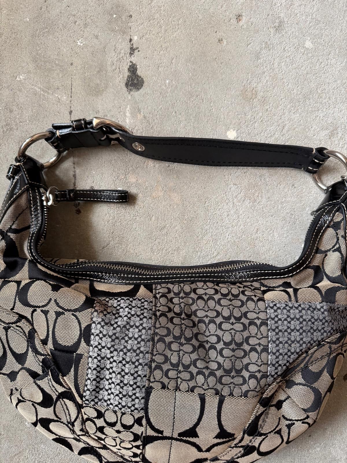 Coach Coach Signature Soho Patchwork Shoulder Bag Grey/Black Size ONE SIZE - 3 Thumbnail