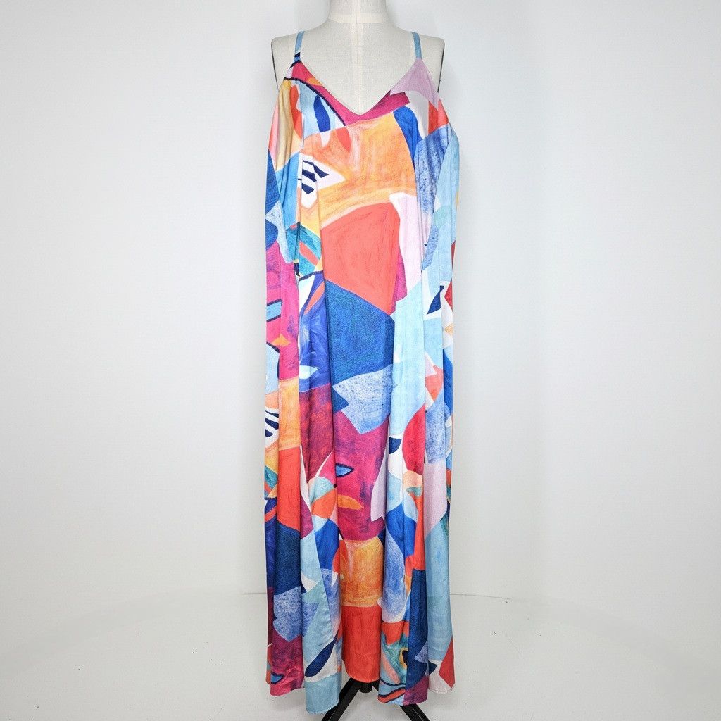 Nicole Miller Nicole Miller Size XXL Dress Flowing Trapese Maxi Spaghetti Size XXL / US 16-18 / IT 52-54 - 1 Thumbnail