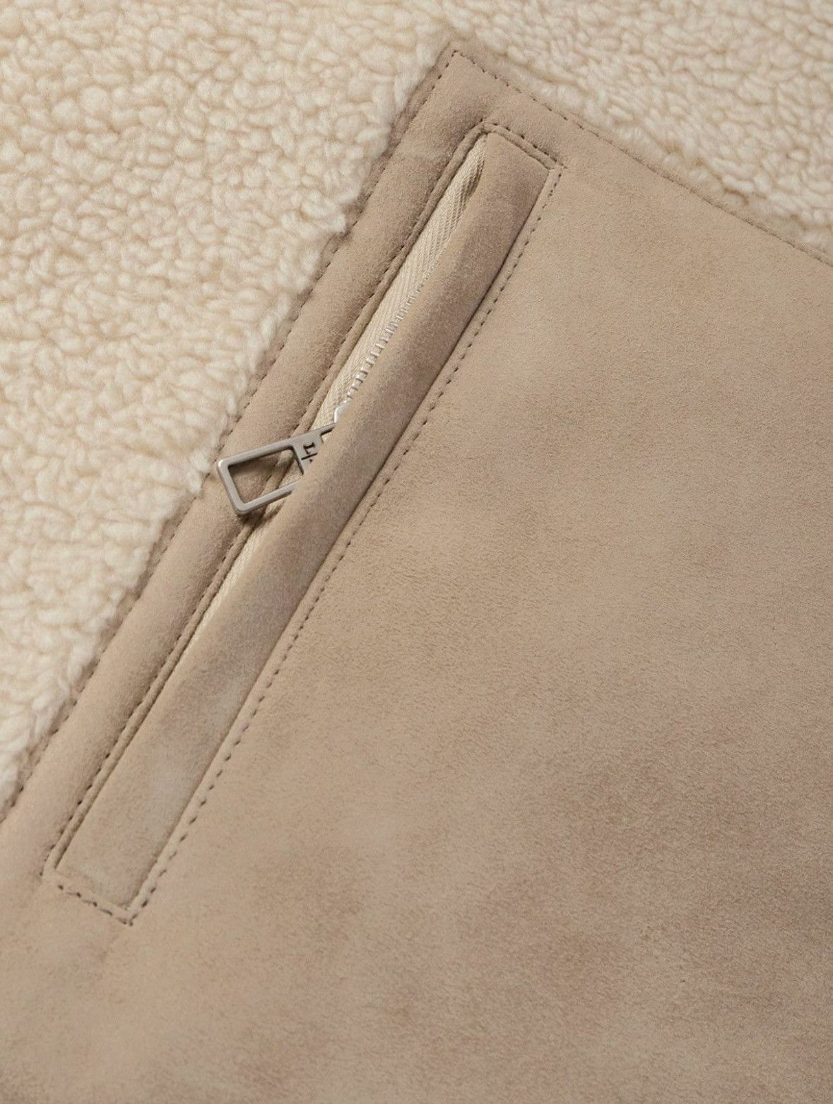 Loro Piana Loro Piana SUEDE-TRIMMED CASHMERE SILK-BLEND FLEECE HALF-ZIP Size US XL / EU 56 / 4 - 2 Thumbnail