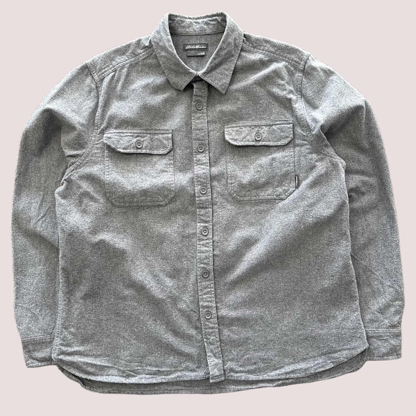 Eddie Bauer Eddie Bauer Button-Up Shirt Mens L Gray Flannel Thick Double Brushed LS Long Sleeve Collared Cotton Shirt Size US L / EU 52-54 / 3 - 1 Thumbnail