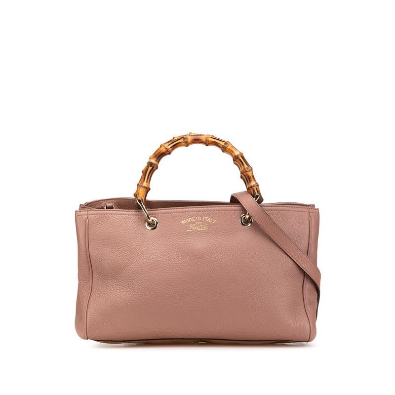 Gucci Gucci Bamboo Leather 2Way Bag Leather Shoulder Bag 323660 in Pink, Women's