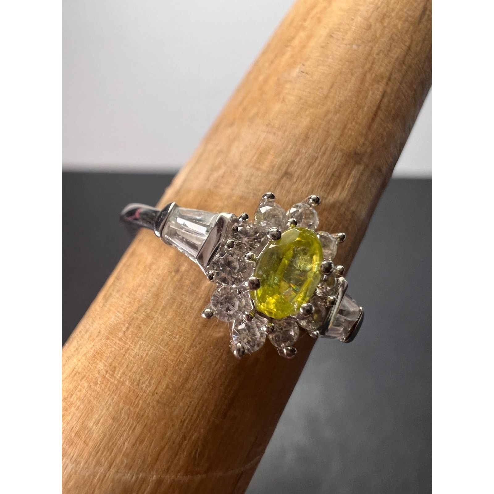 Other NEW Sphene halo ring in rhodium over sterling silver size 5 Size ONE SIZE - 2 Thumbnail