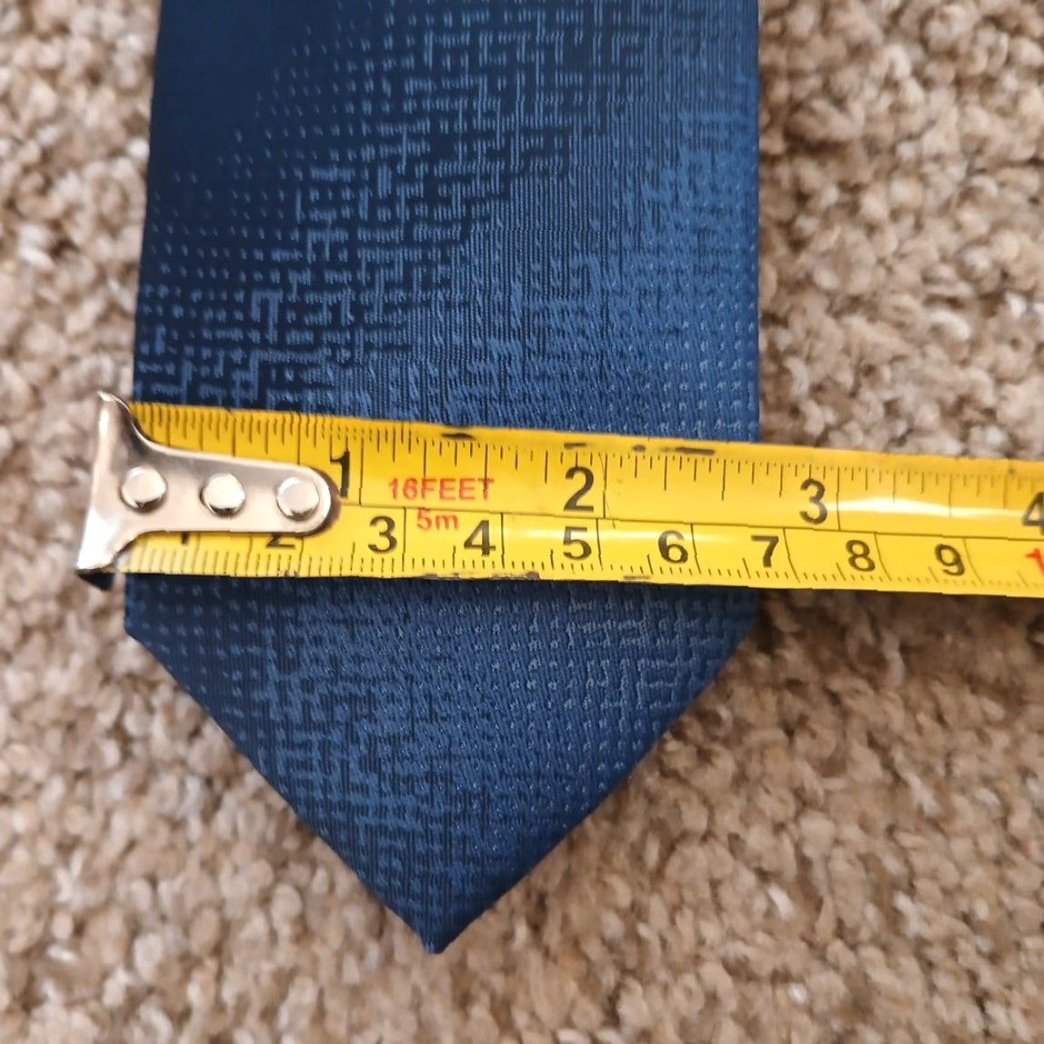 Van Heusen Van Heusen Tie Necktie Blue Geometric One Size Polyester Men Travel Vintage No (57"-60") Size ONE SIZE - 3 Thumbnail