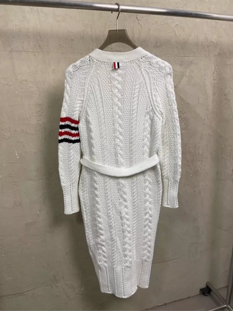 Thom Browne Thom Browne size40 White knitted long open sweater Size US XXS / EU 40 - 2 Thumbnail