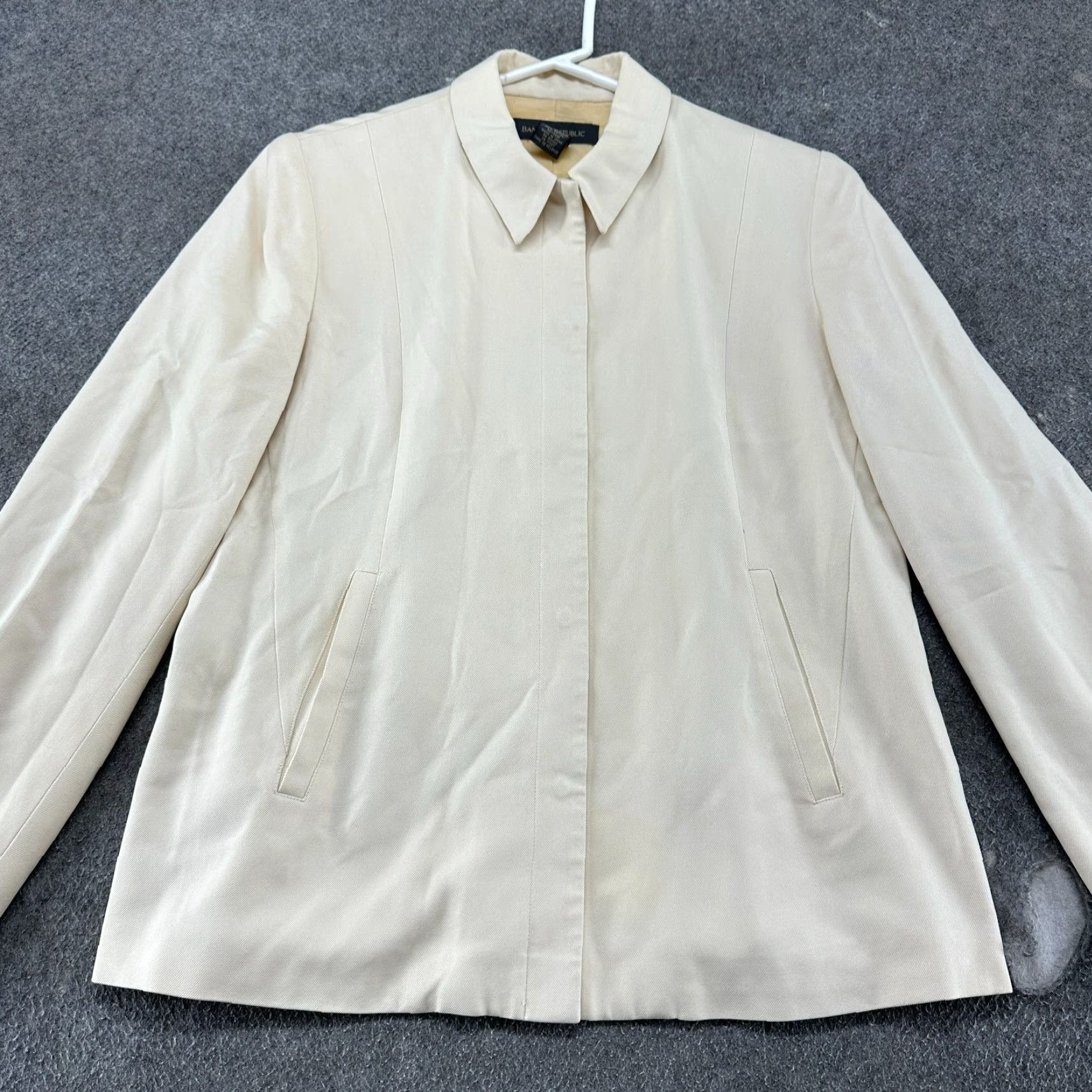 Banana Republic VINTAGE Banana Republic Jacket Womens 8 Cream Coat Lined Rayon Snap Business 90s Size M / US 6-8 / IT 42-44 - 3 Thumbnail