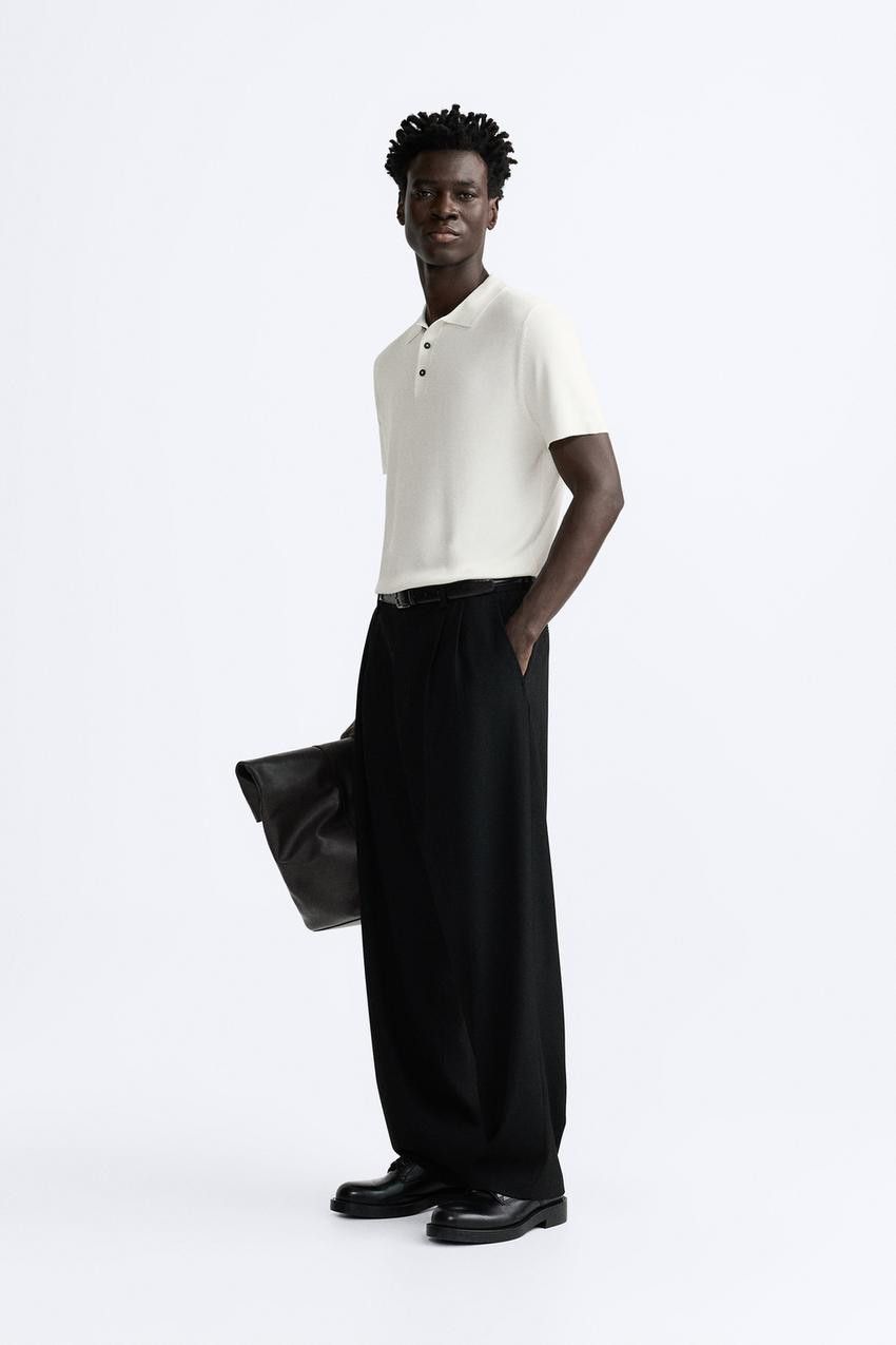 Zara VISCOSE BLEND KNIT POLO SHIRT Size US XL / EU 56 / 4 - 3 Thumbnail