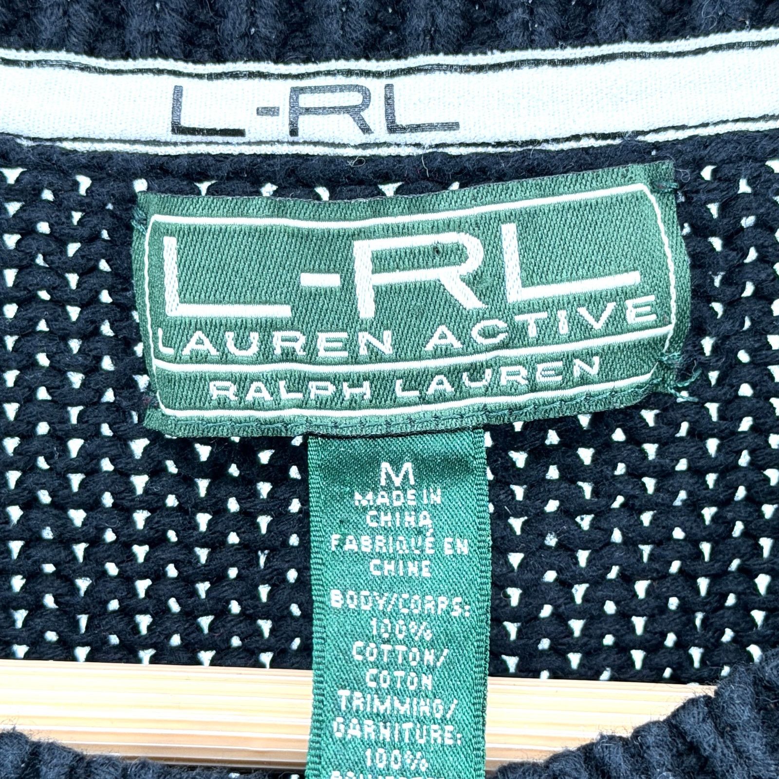 Ralph Lauren Black 100% Cotton Shoulder Zip Elbow Patch Sweater Size M / US 6-8 / IT 42-44 - 7 Thumbnail
