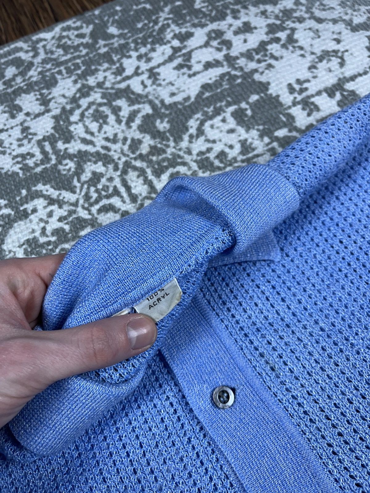 Designer ➕ vintage knit light blue mesh polo shirt old money style Size US M / EU 48-50 / 2 - 3 Thumbnail