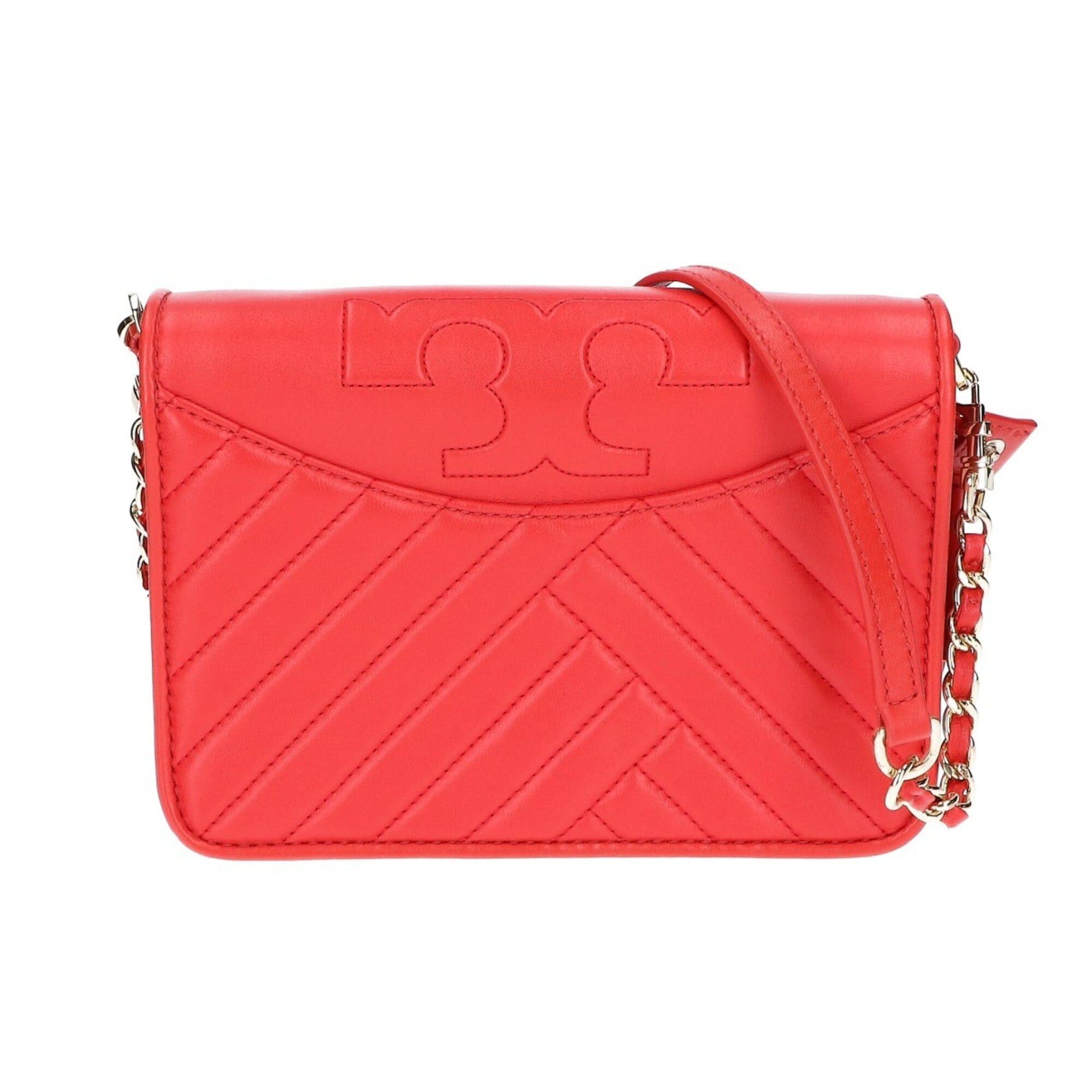 Tory Burch Tory Burch Leather Quilted Chain Shoulder Bag, Red, Women's Size ONE SIZE - 1 Thumbnail