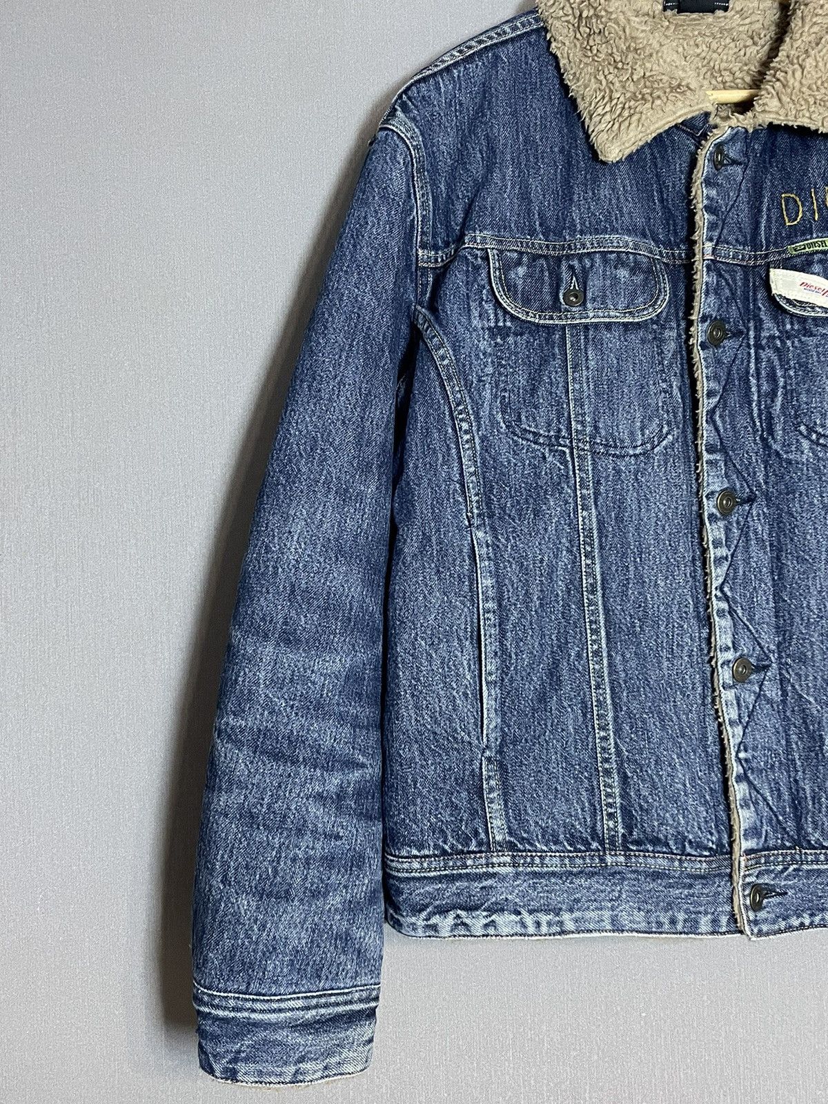 Diesel Vintage Diesel Cropped Washed Denim Sherpa Jacket Hedi RRL Size US XL / EU 56 / 4 - 4 Thumbnail