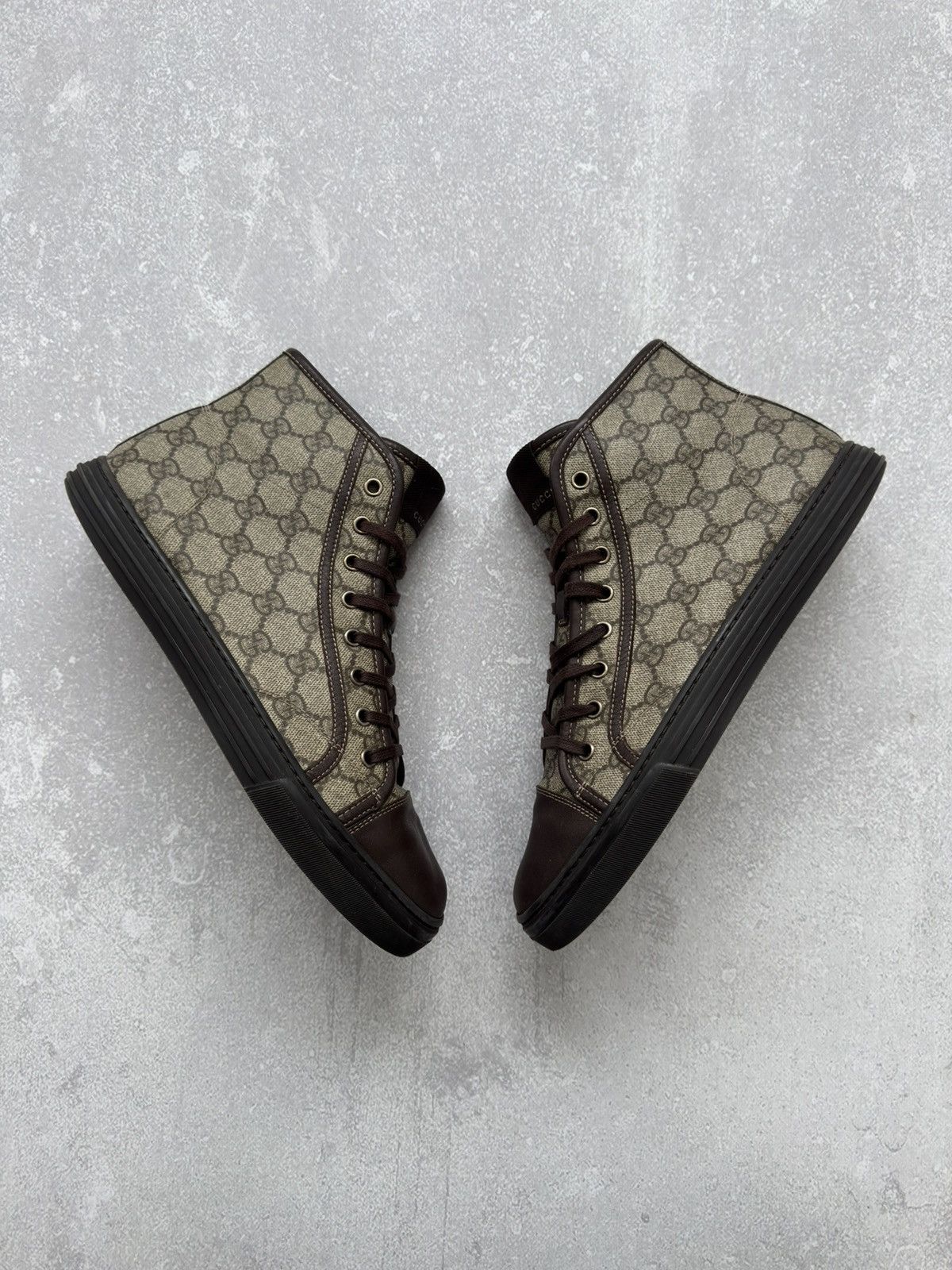 Vintage Vintage Gucci High Top GG Brown Monogram Leather Shoes Size US 8.5 / EU 41-42 - 6 Thumbnail
