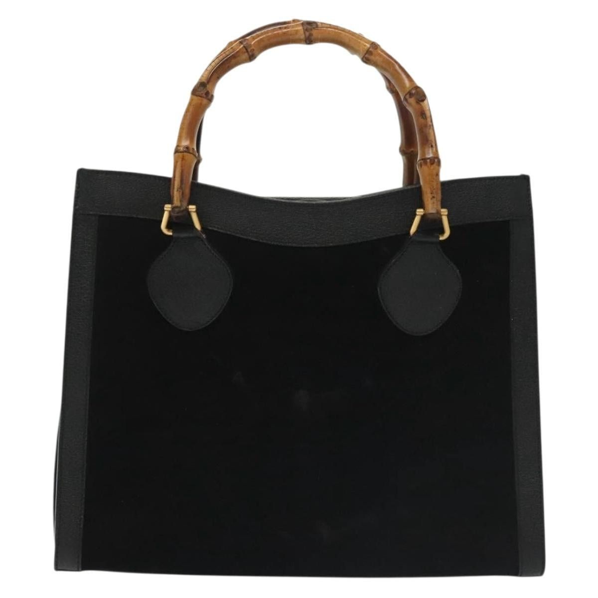 Gucci GUCCI Bamboo Hand Bag Suede Black Gold 002 1186 002 1186 Size ONE SIZE - 2 Thumbnail
