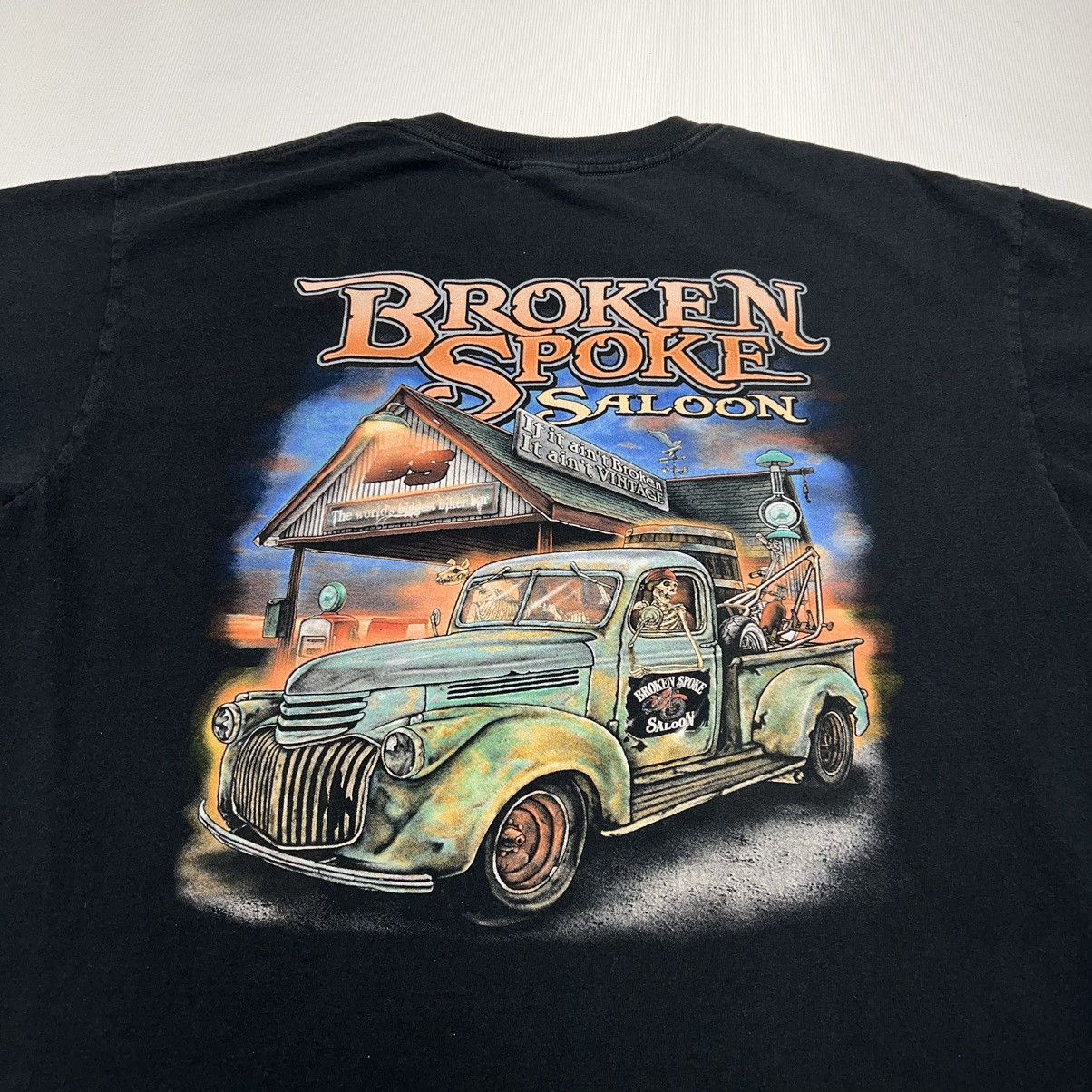 Anvil Broken Spoke Saloon Tee Shirt Motorcycle Biker Skeleton Size US XL / EU 56 / 4 - 12 Thumbnail