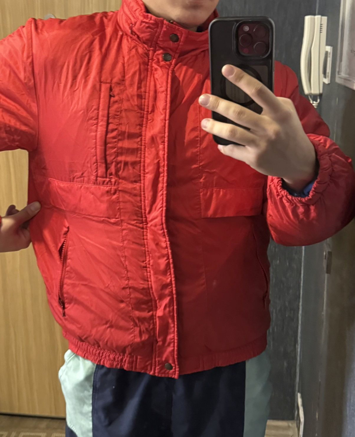 Yves Saint Laurent 90s Winter YSL Down Jacket Puffer Red Bomber Heavy Coat Size US M / EU 48-50 / 2 - 23 Thumbnail