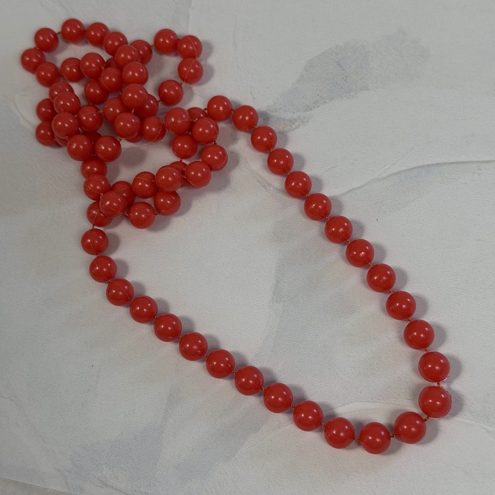 Vintage VTG 1980s Orange Beaded Necklace 36" Acrylic Fall Boho Knot Size ONE SIZE - 4 Thumbnail
