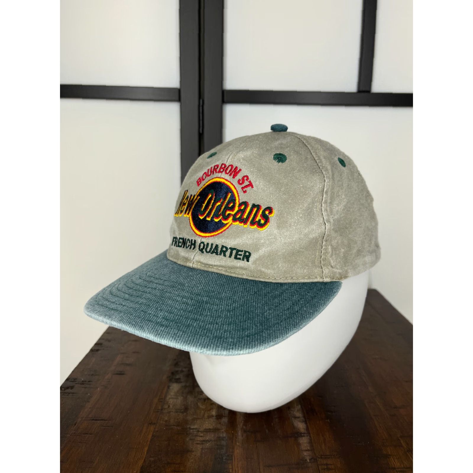 Vintage VINTAGE Bourbon Street Hat Cap Strap Back Adult One Size Gray Blue Cotton Size ONE SIZE - 4 Thumbnail