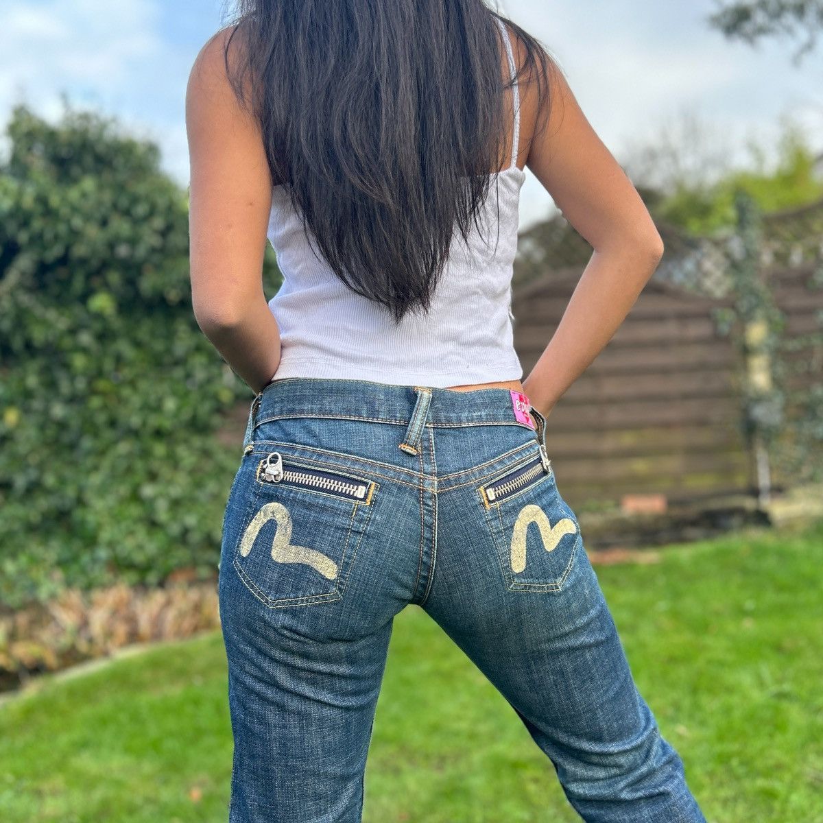 image of Vintage Evisu Denim Jeans in Navy, Women's (Size 26)