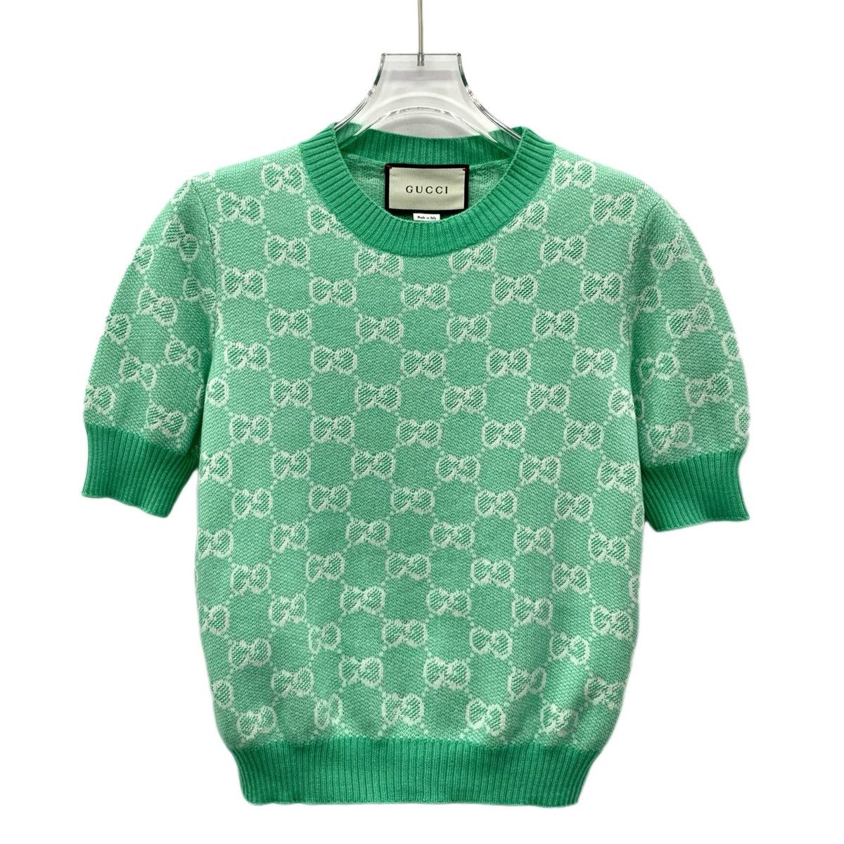 Gucci Gucci Green Logo Jacquard All Over Print Wool Knit Sweater Size XS / US 0-2 / IT 36-38 - 1 Thumbnail