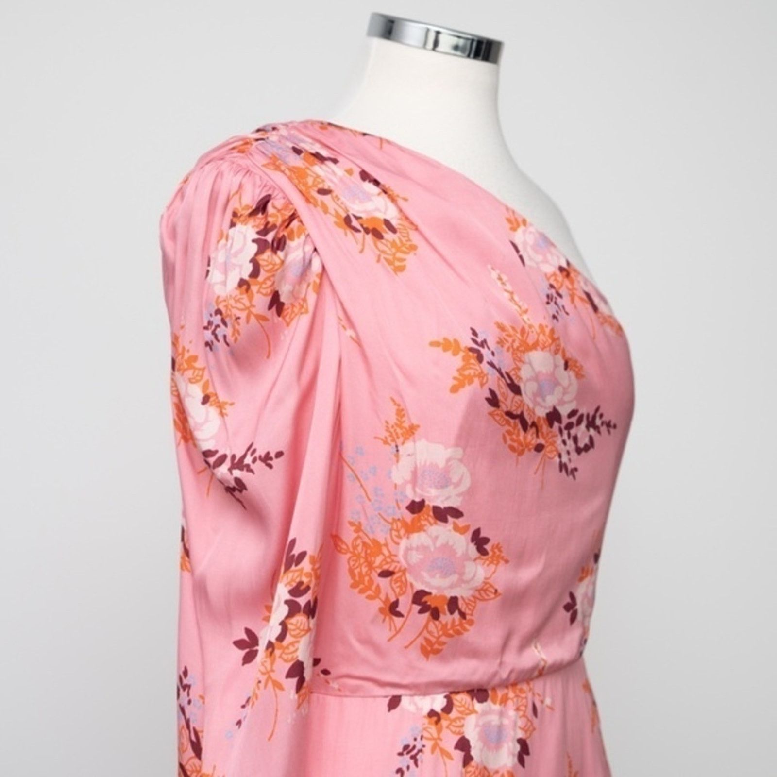 les reveries pink dress Les Rveries Open-back Floral-print Satin Midi Dress In Pink