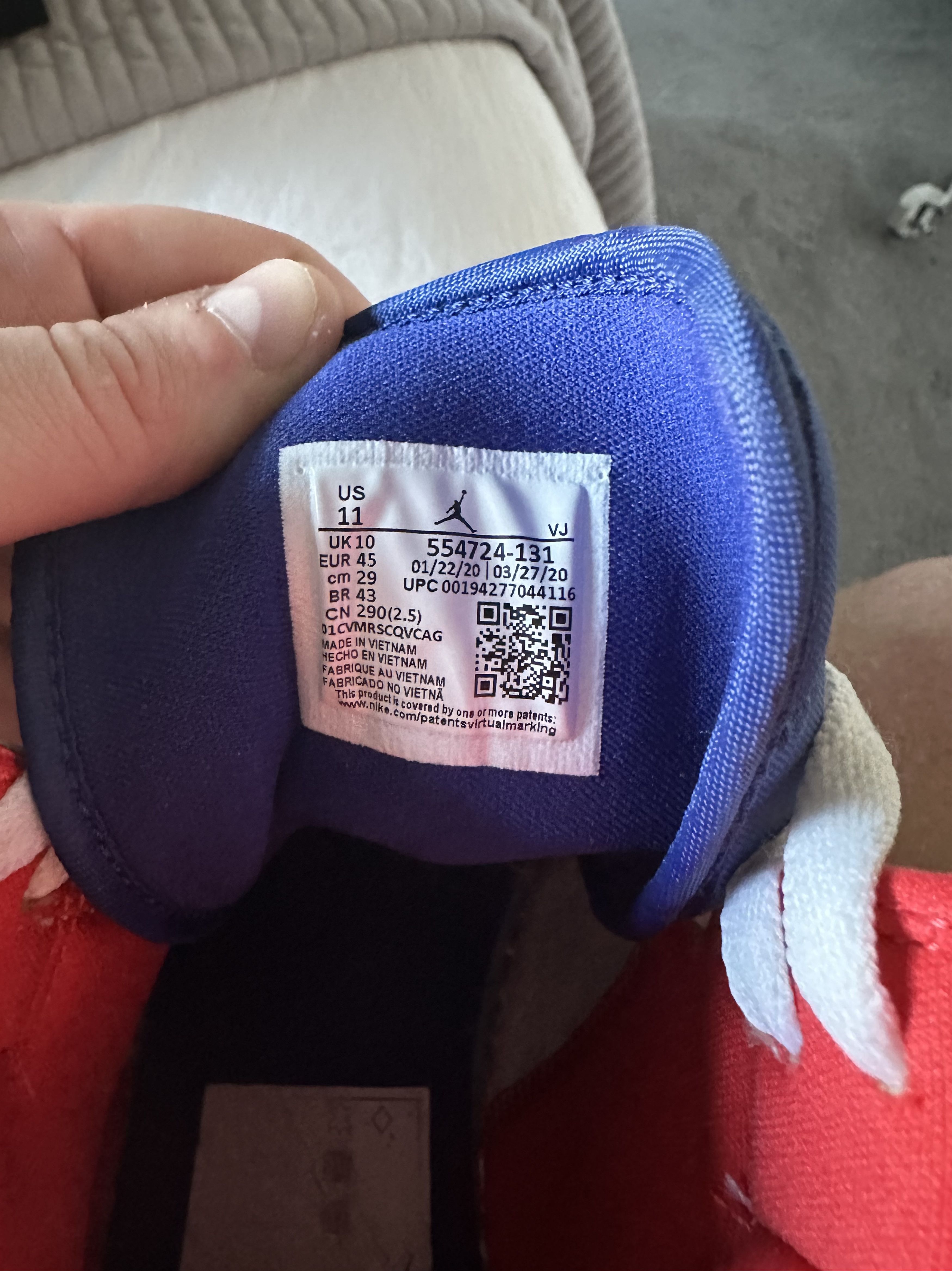Nike Jordan 1 mid royal blue laser orange Size US 11 / EU 44 - 3 Thumbnail