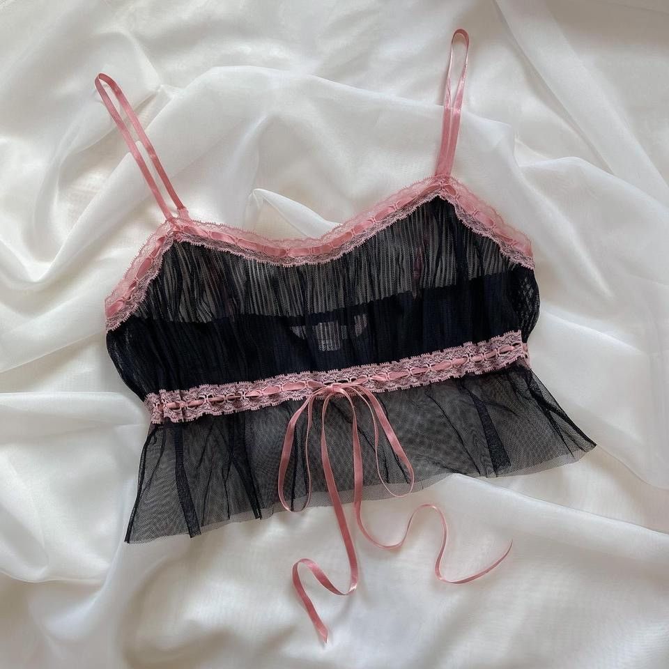 Victoria's Secret VS Black Mesh Sheer Camisole (XS) Size XS / US 0-2 / IT 36-38 - 1 Thumbnail